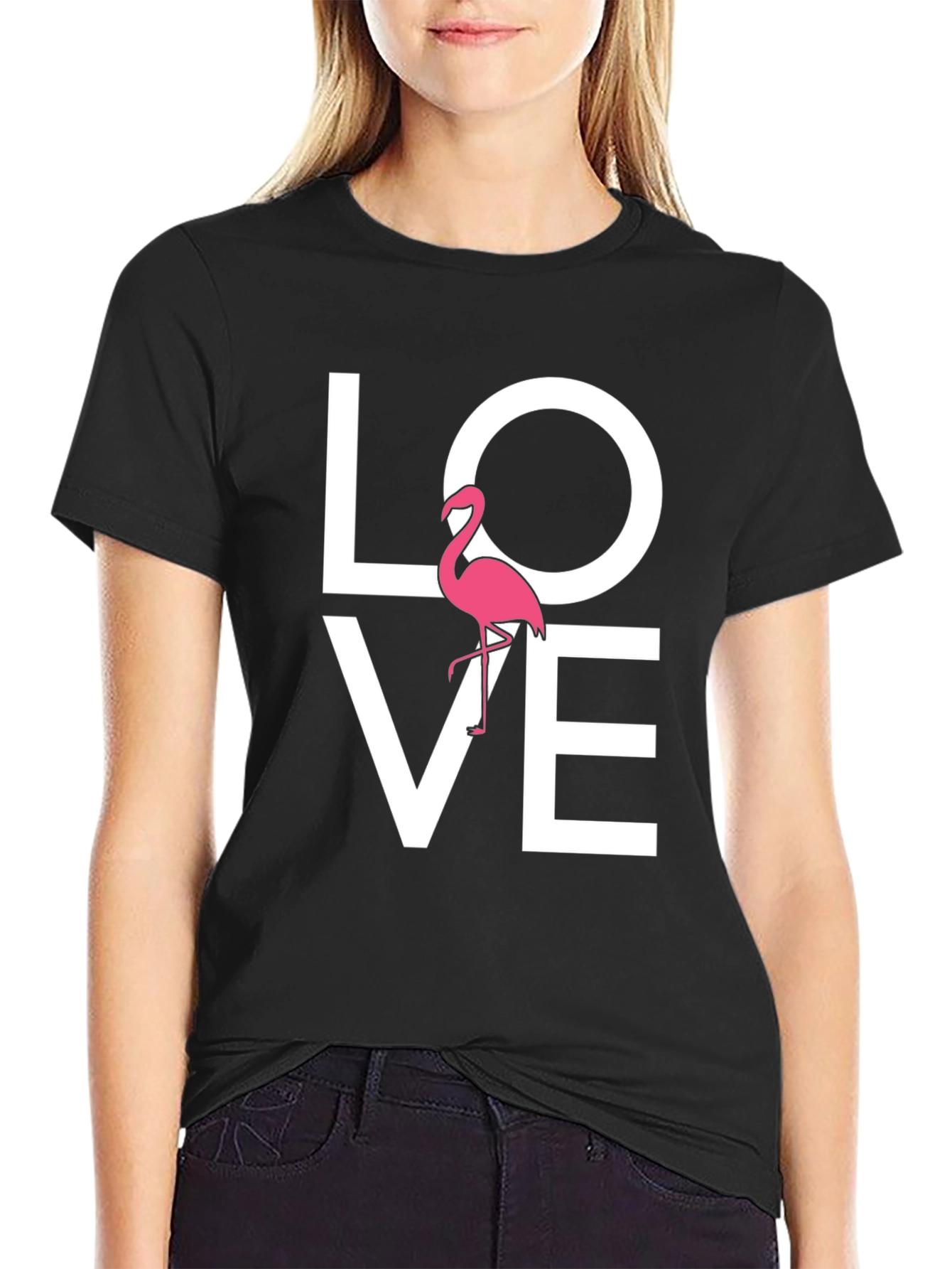 Love Flamingo Graphic Tee - Mens Black T-Shirt
