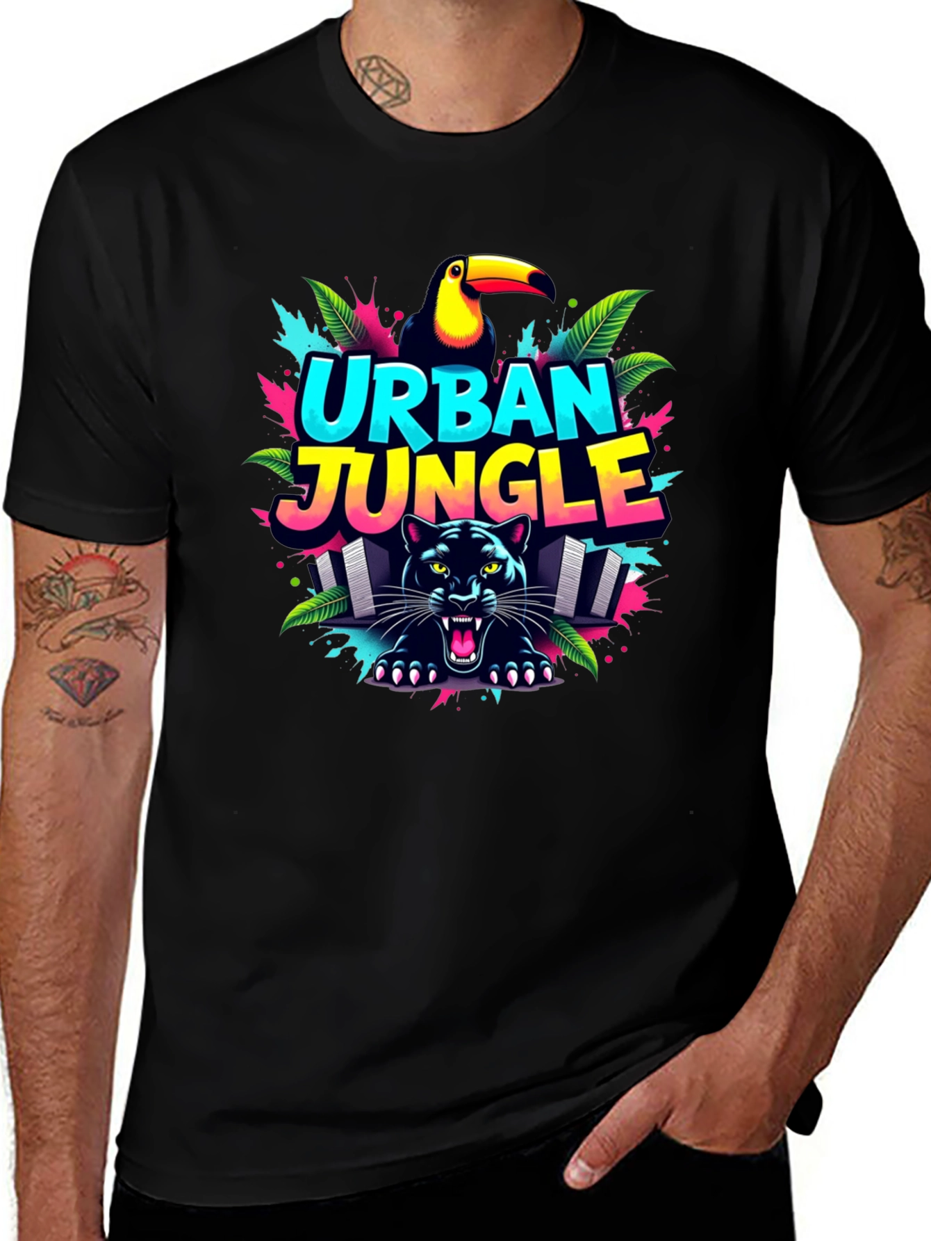 Urban Jungle Graphic Tee - Black