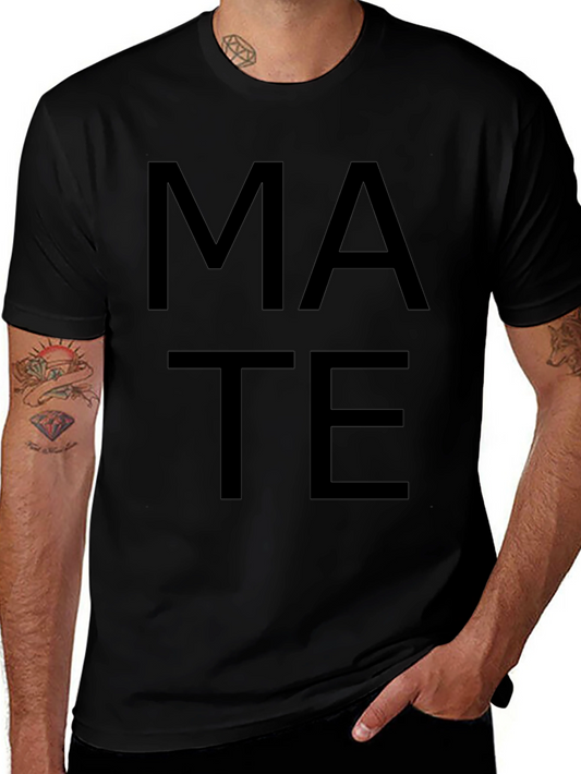 Mate T-Shirt - Casual Graphic Tee - Black Cotton Blend