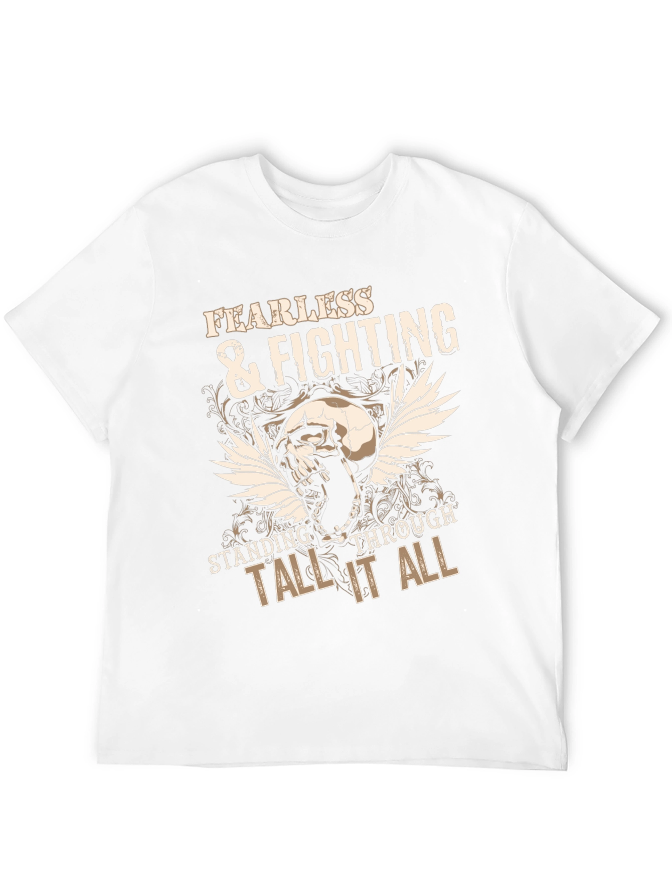 Fearless & Fighting Skull Graphic Tee - Black