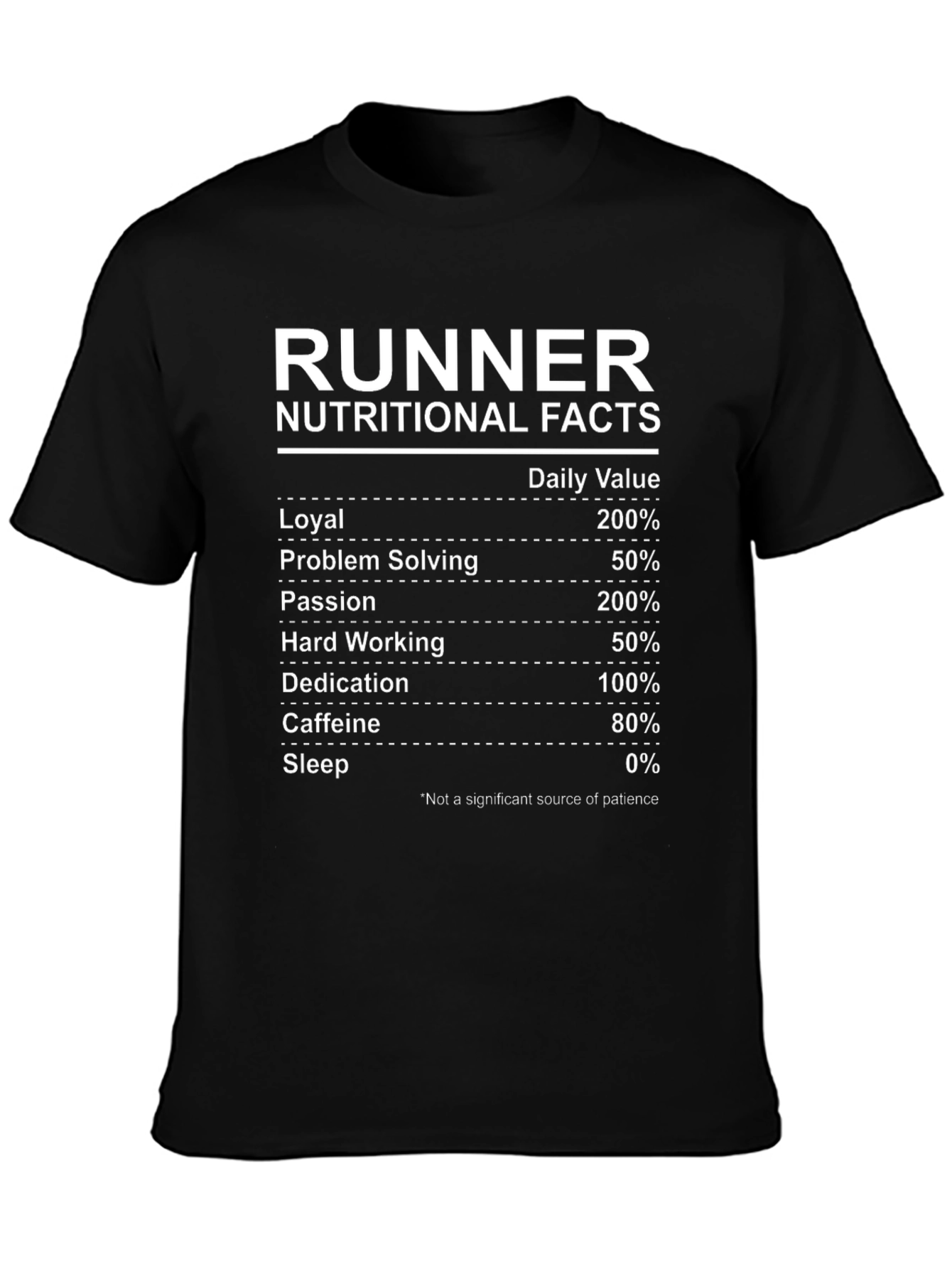 Runner Nutritional Facts Graphic Tee - Black Cotton