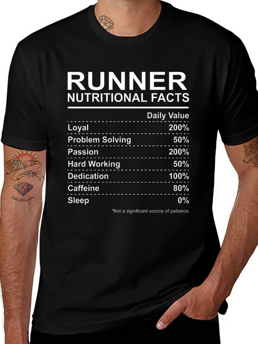 Runner Nutritional Facts Graphic Tee - Black Cotton