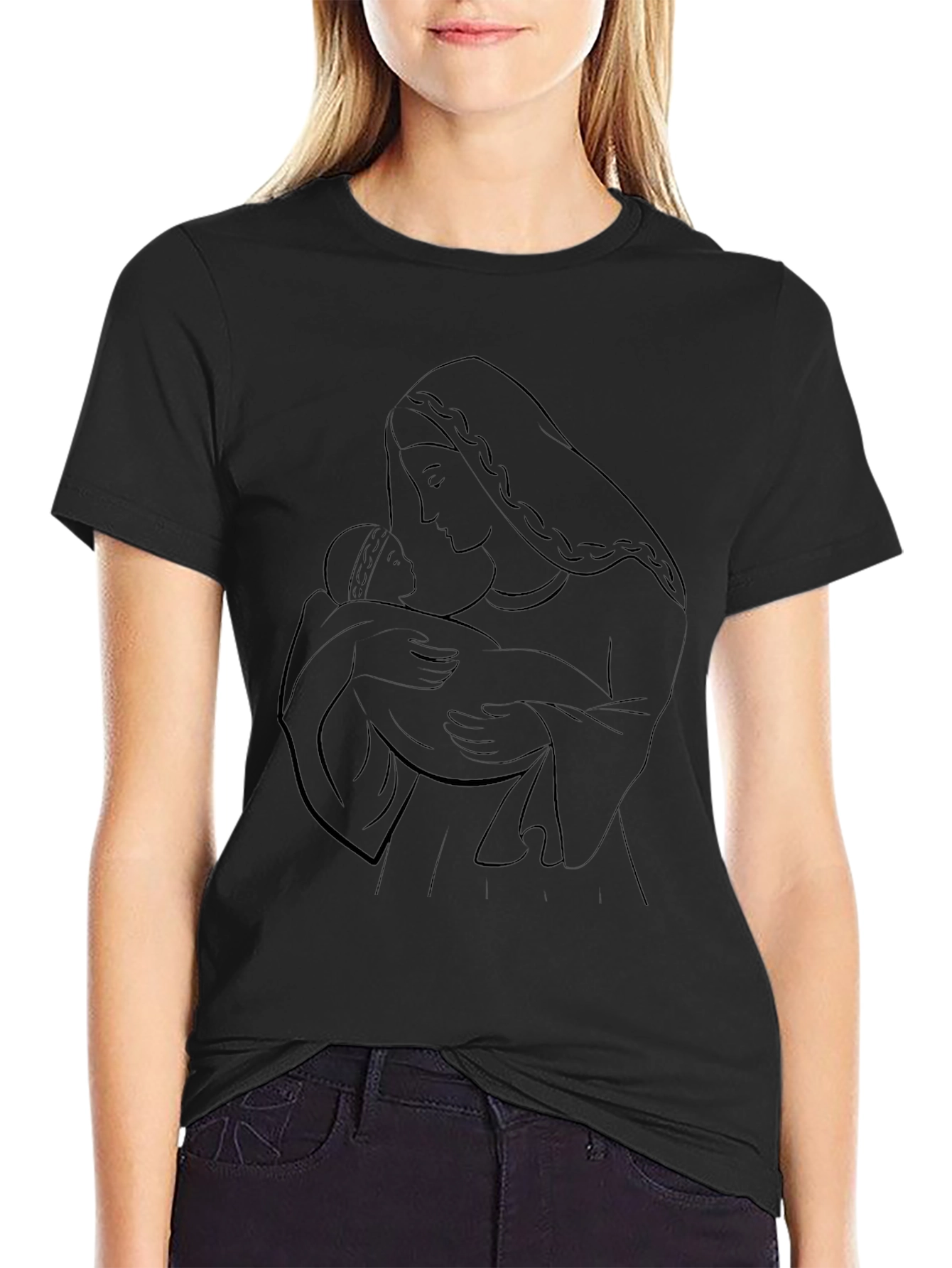 Madonna & Child Outline Graphic T-Shirt