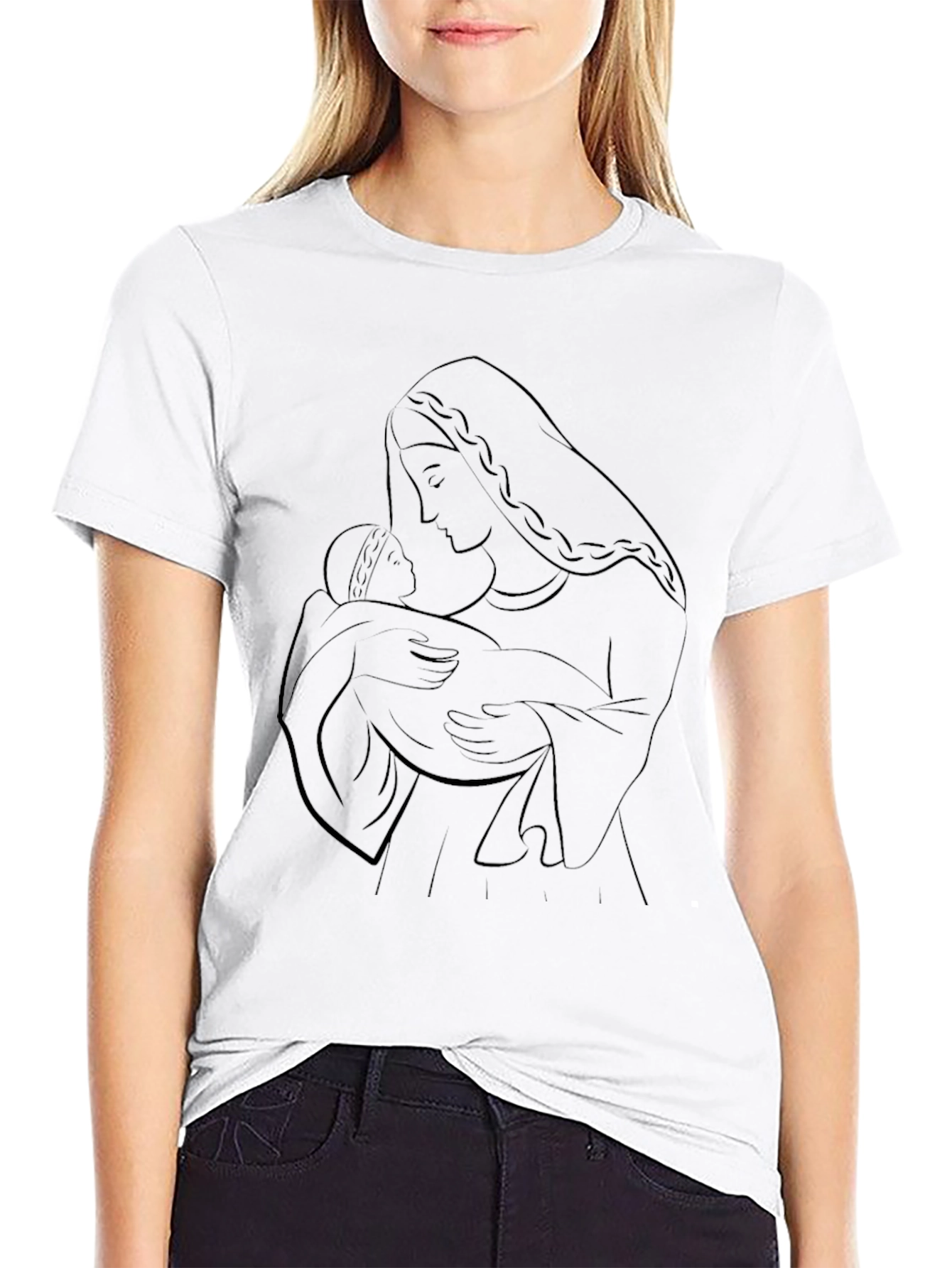 Madonna & Child Outline Graphic T-Shirt