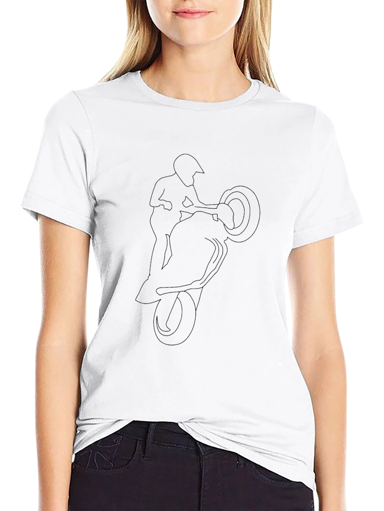 Motorcycle Stunt Graphic Tee - Black