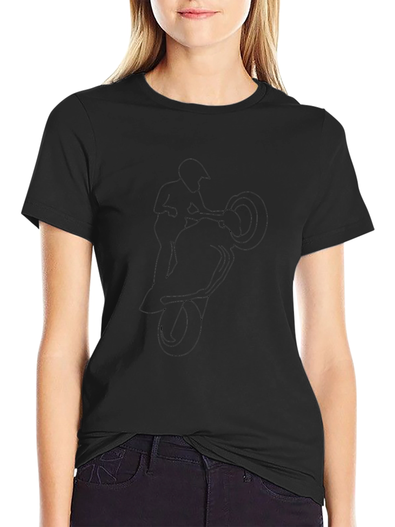 Motorcycle Stunt Graphic Tee - Black