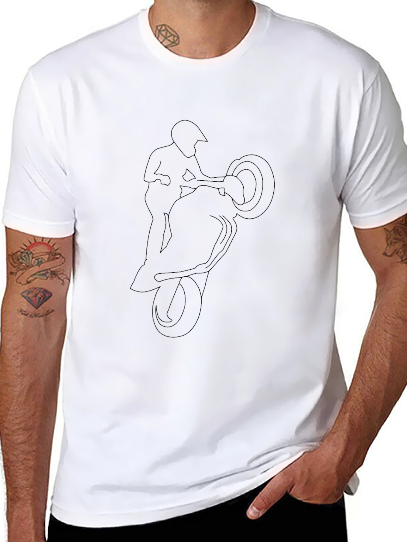 Motorcycle Stunt Graphic Tee - Black