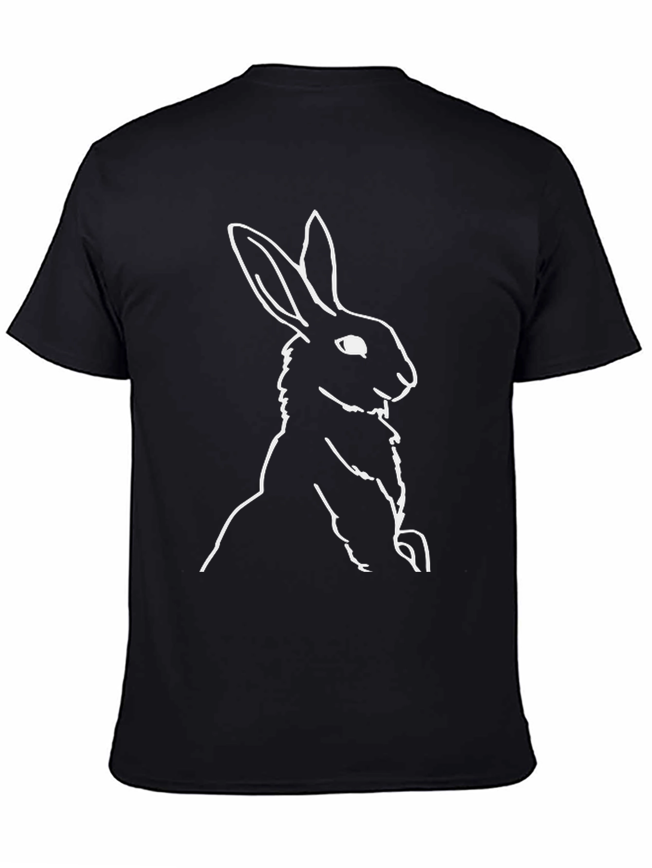 Rabbit Outline Black T-Shirt - Minimalist Style