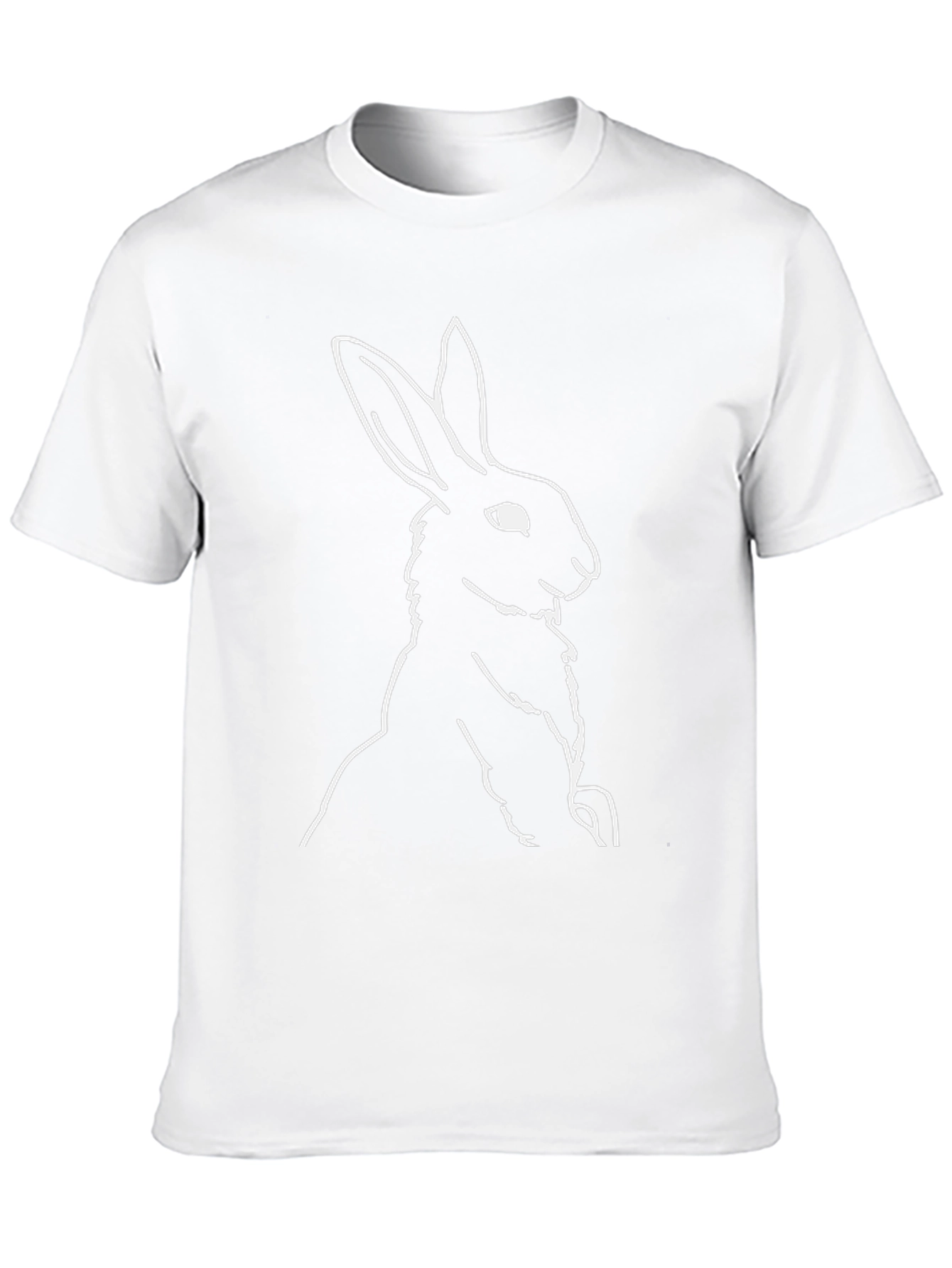Rabbit Outline Black T-Shirt - Minimalist Style