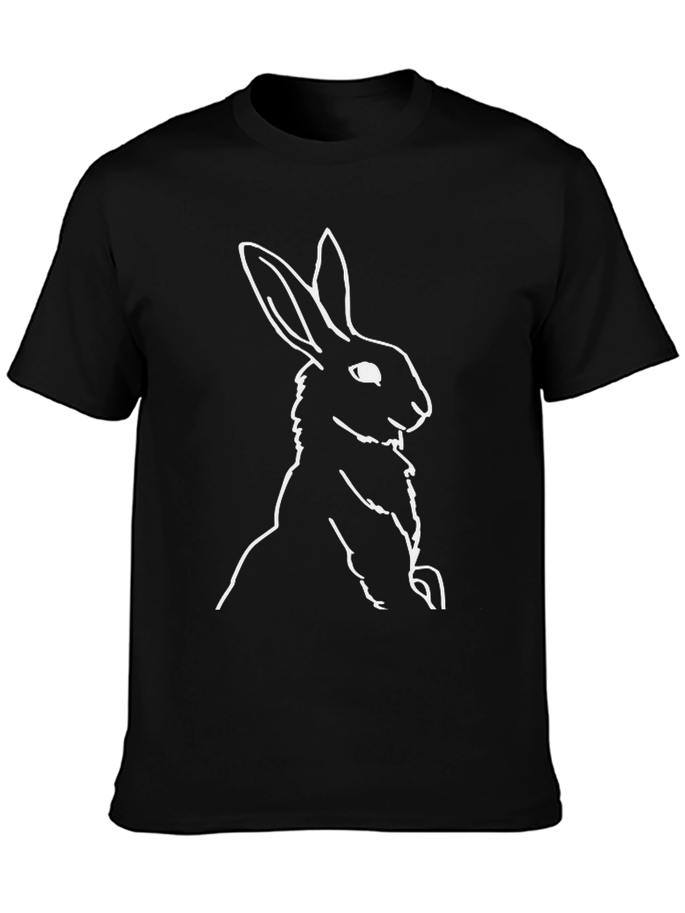 Rabbit Outline Black T-Shirt - Minimalist Style