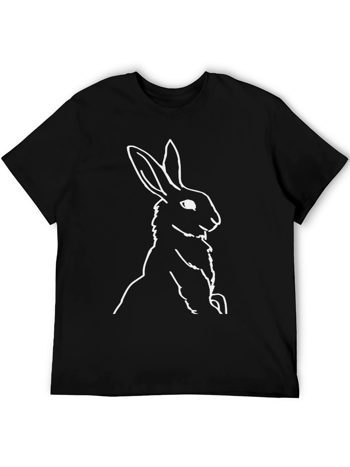 Rabbit Outline Black T-Shirt - Minimalist Style