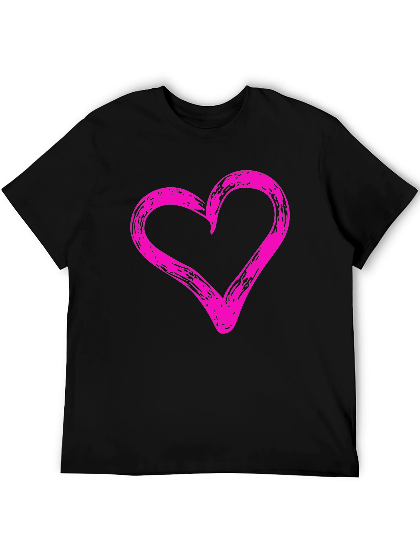 Heart Graphic Black Crew Neck T-Shirt