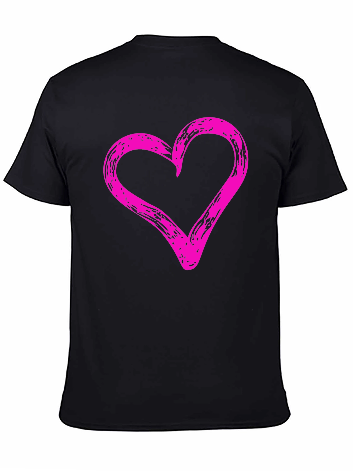 Heart Graphic Black Crew Neck T-Shirt
