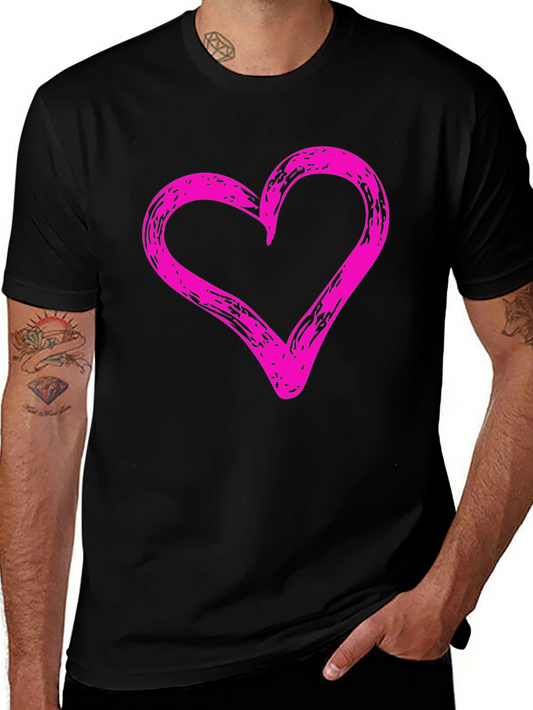 Heart Graphic Black Crew Neck T-Shirt
