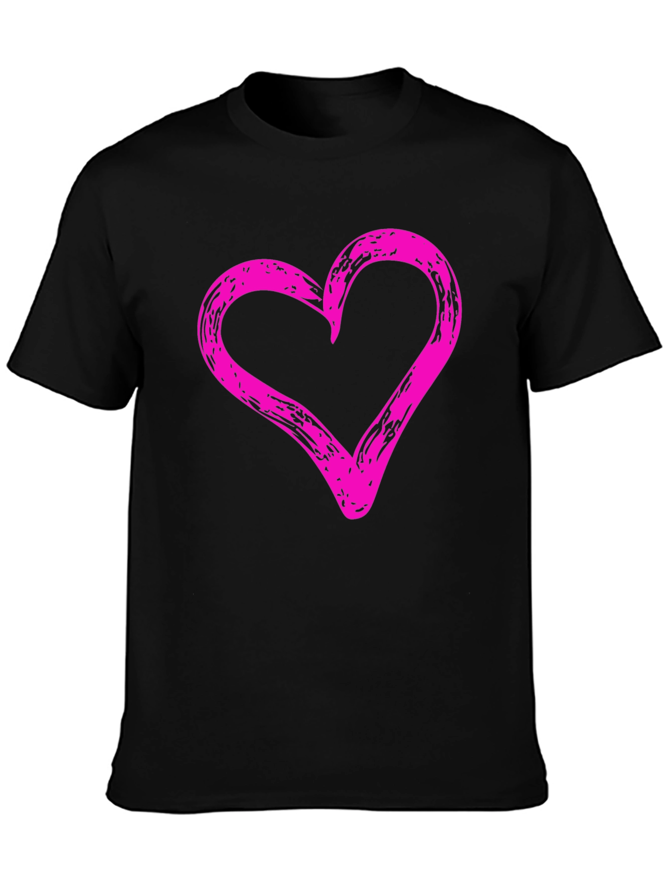 Heart Graphic Black Crew Neck T-Shirt