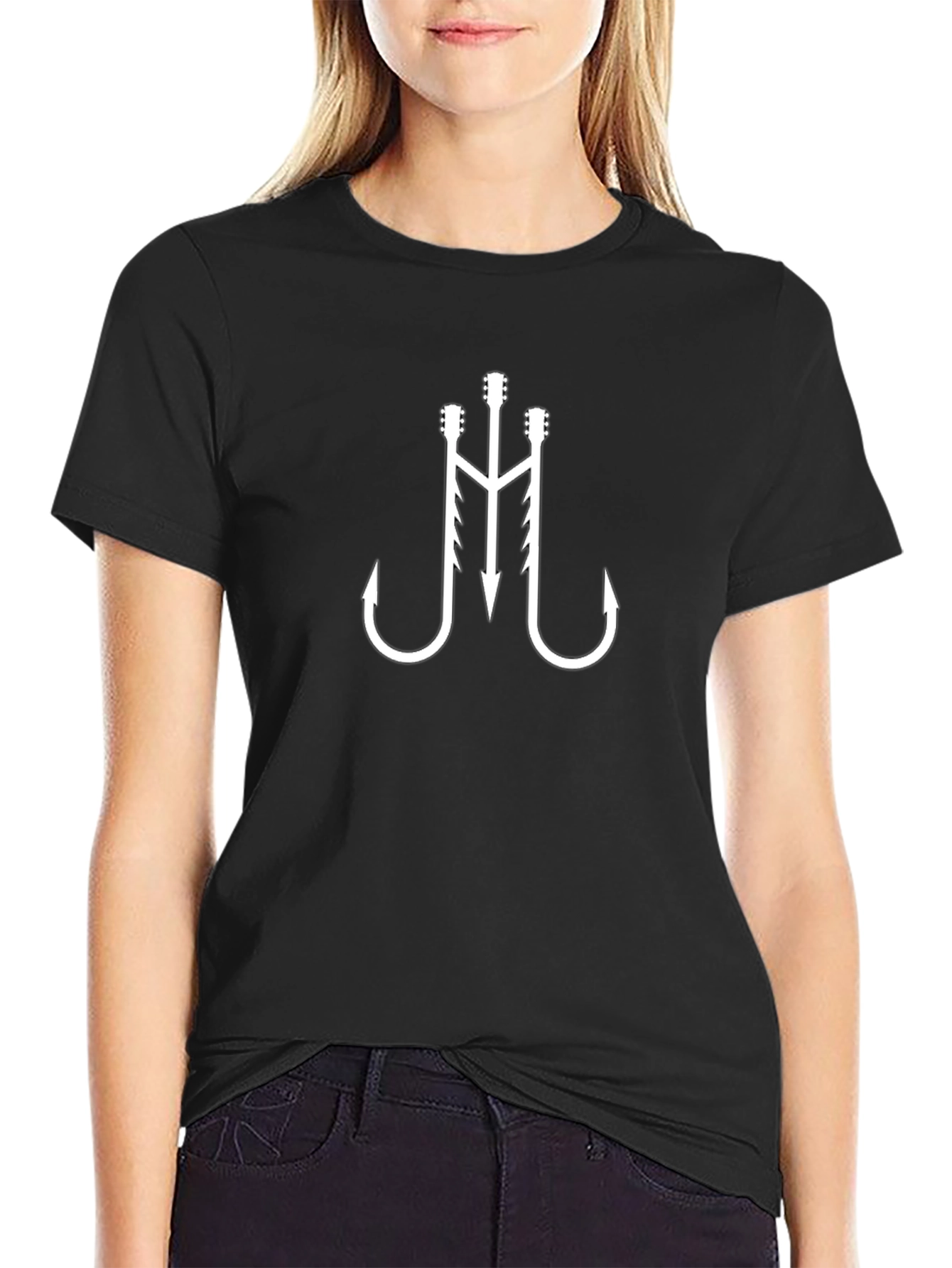 Guitar Hook Graphic Tee - Black Cotton T-Shirt
