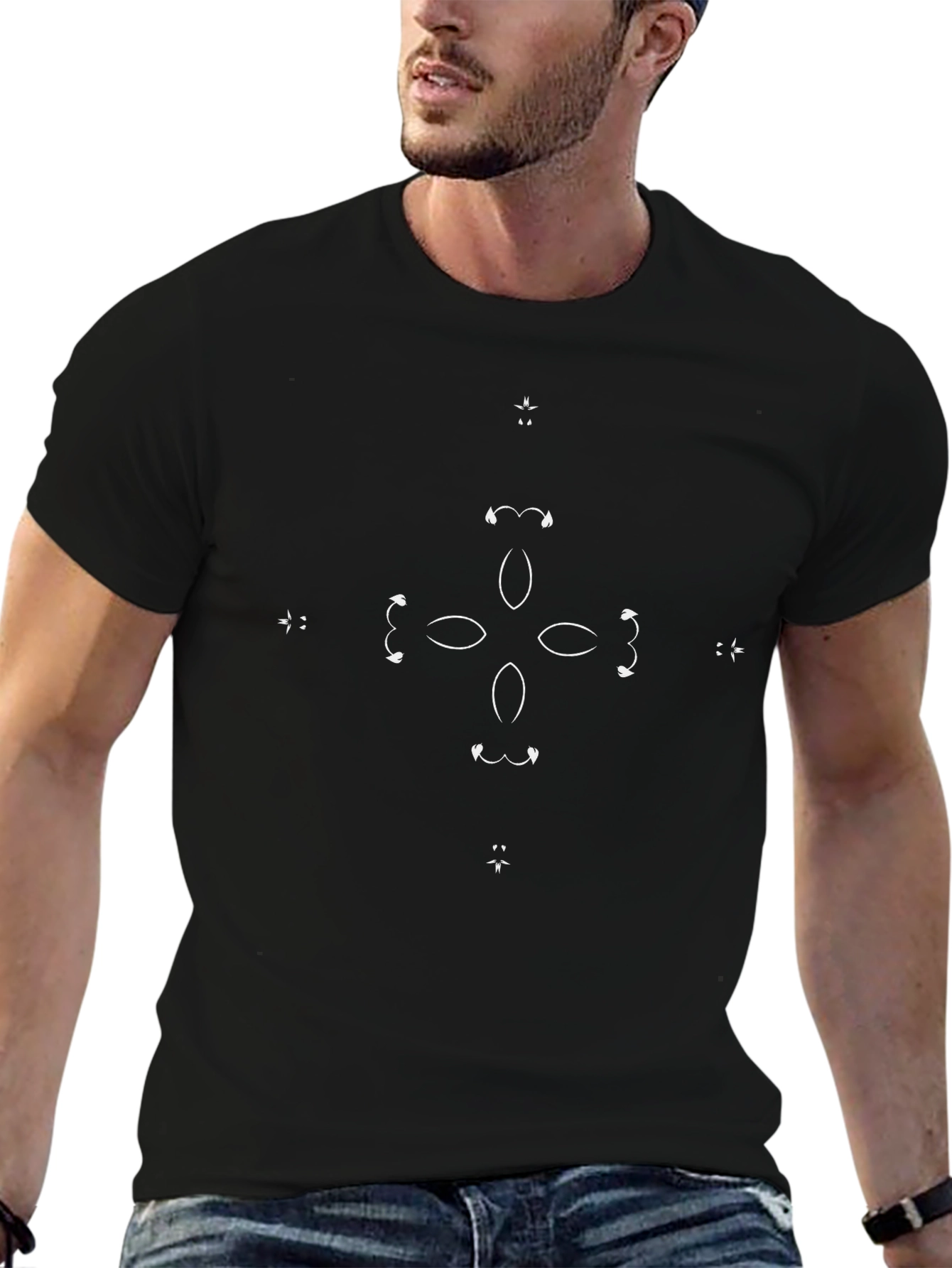 Modern Geometric Black T-Shirt