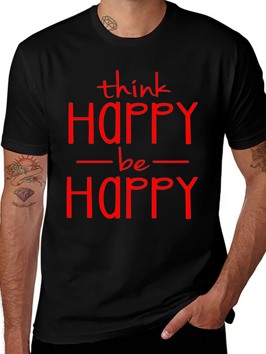 Think Happy Be Happy Graphic T-Shirt - Black