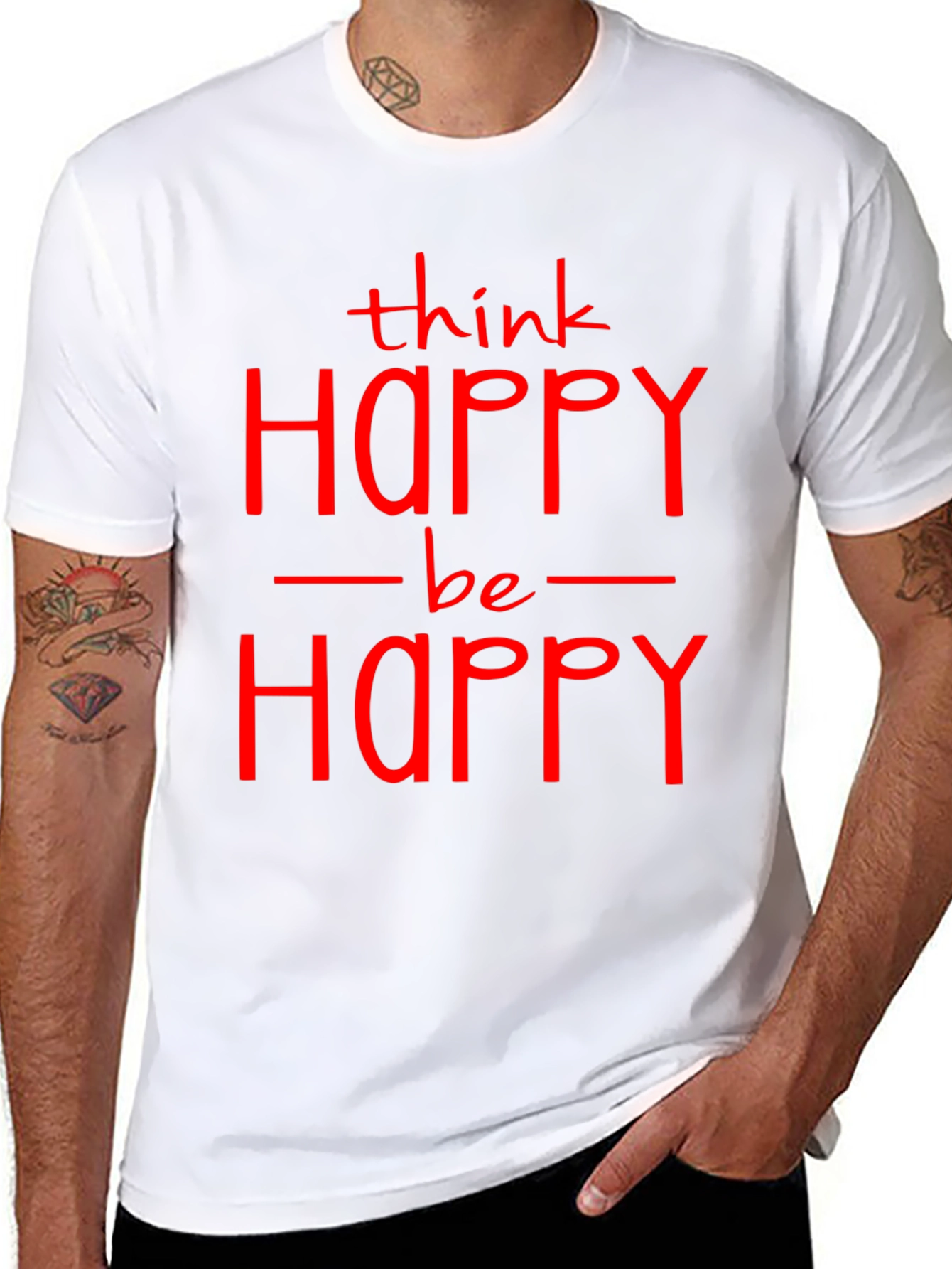 Think Happy Be Happy Graphic T-Shirt - Black