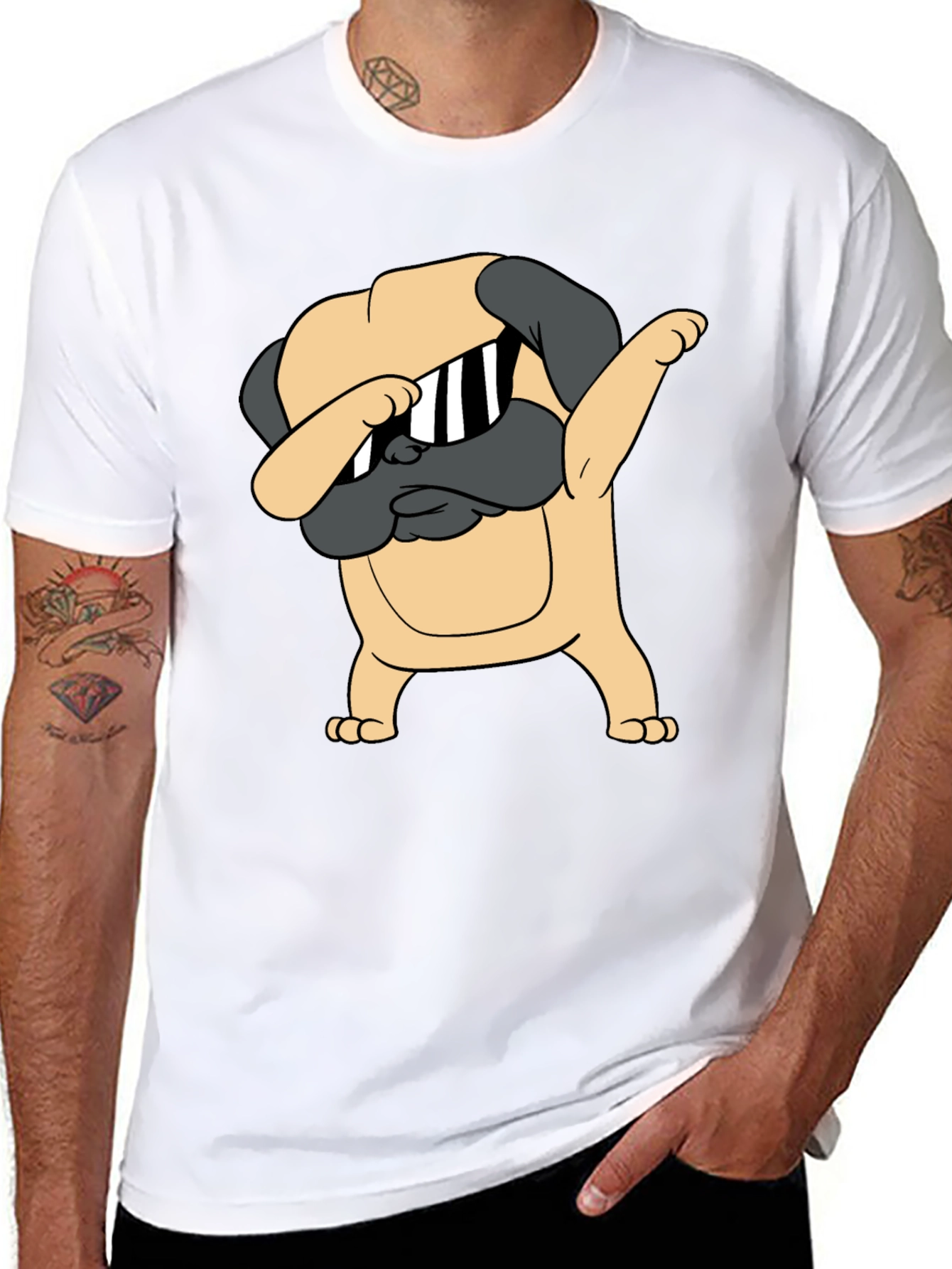 Dabbing Pug Graphic Tee - Cool Dog T-Shirt