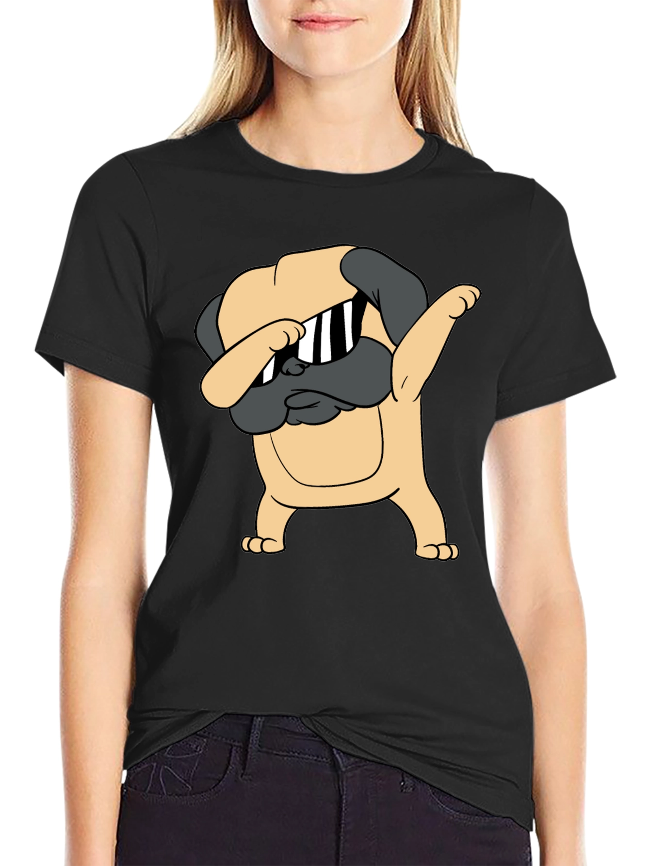 Dabbing Pug Graphic Tee - Cool Dog T-Shirt