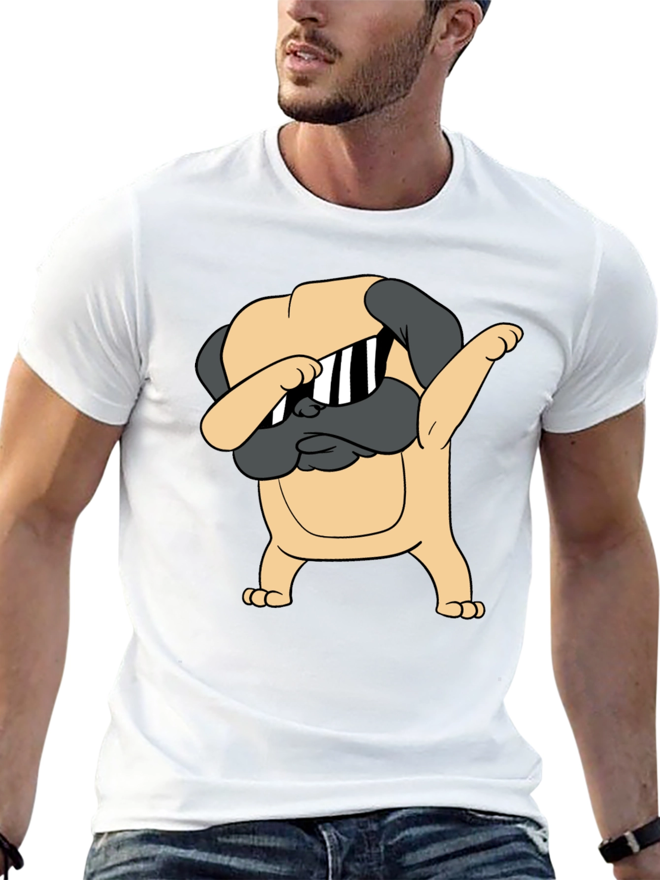 Dabbing Pug Graphic Tee - Cool Dog T-Shirt