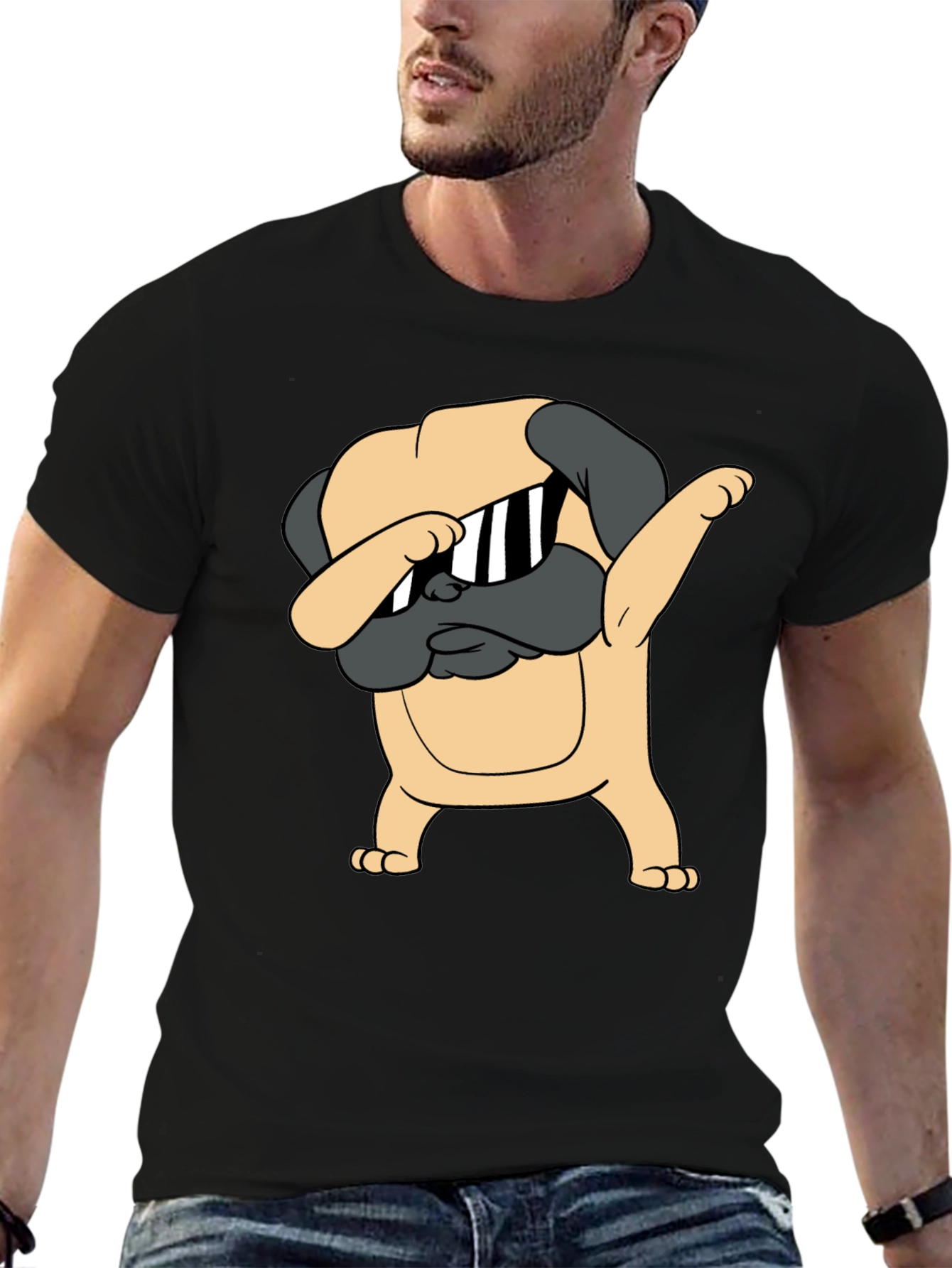 Dabbing Pug Graphic Tee - Cool Dog T-Shirt