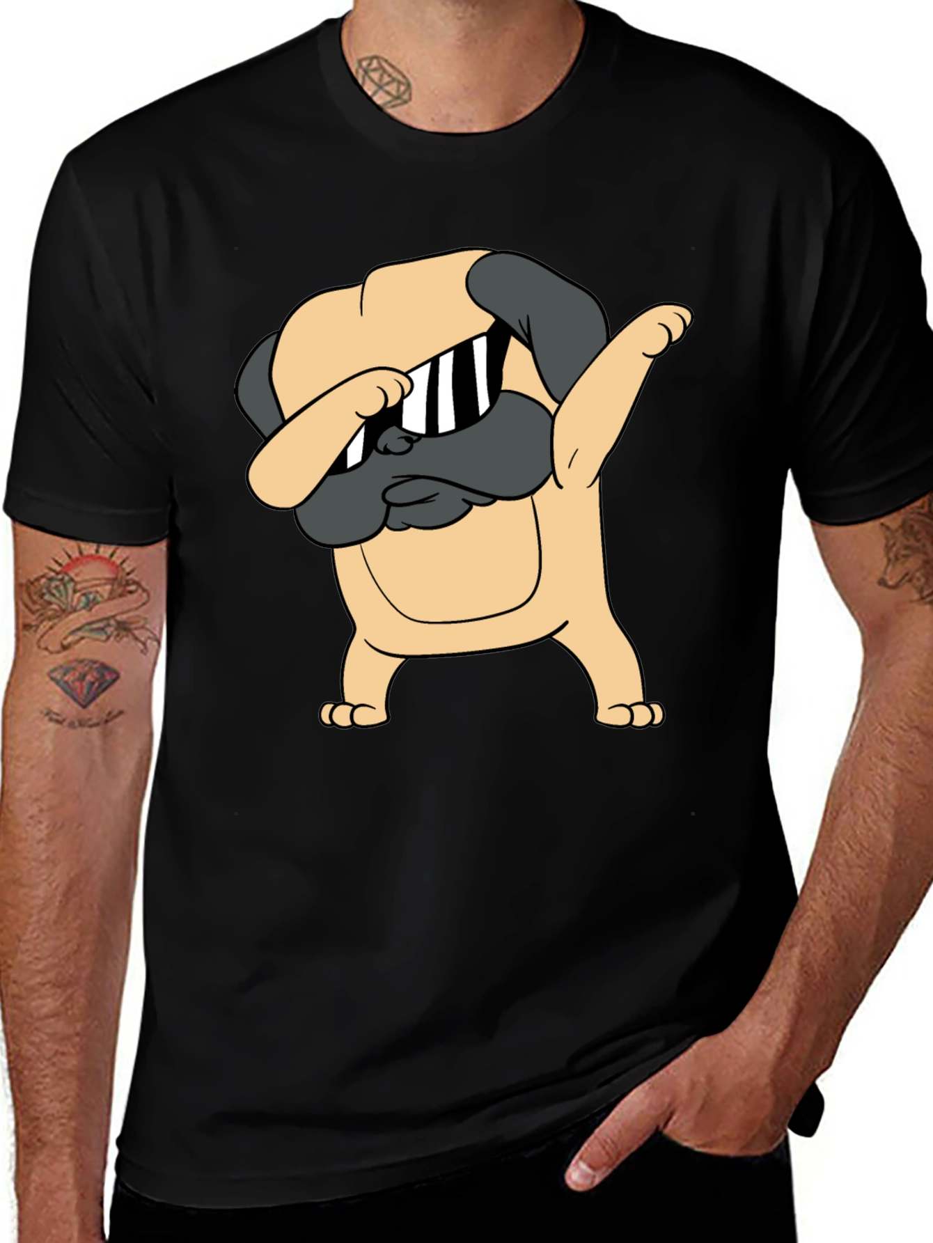 Dabbing Pug Graphic Tee - Cool Dog T-Shirt