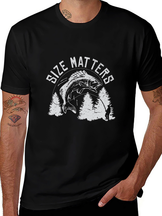 Size Matters Fishing T-Shirt - Black Cotton Tee