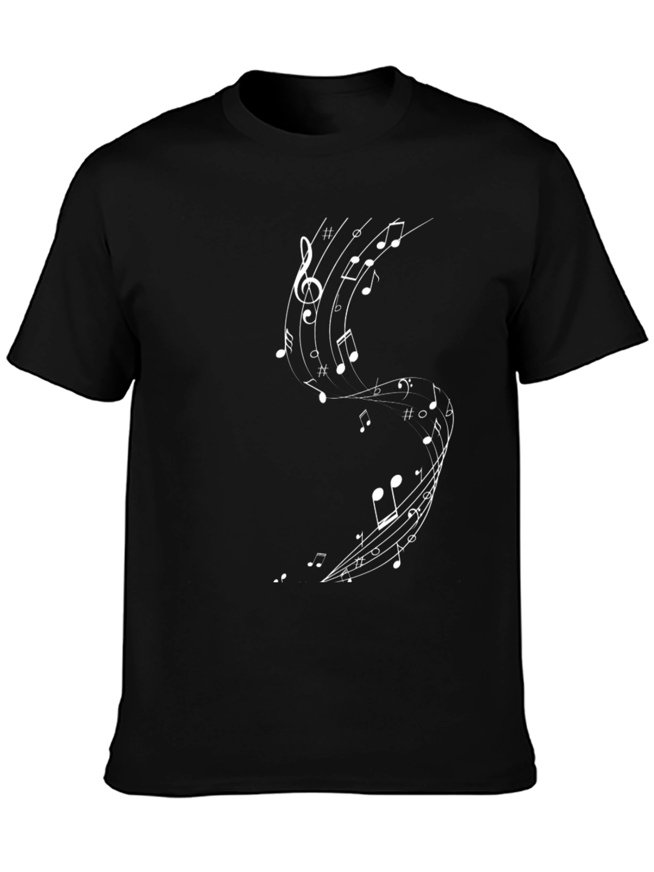 Musical Note Graphic Black T-Shirt