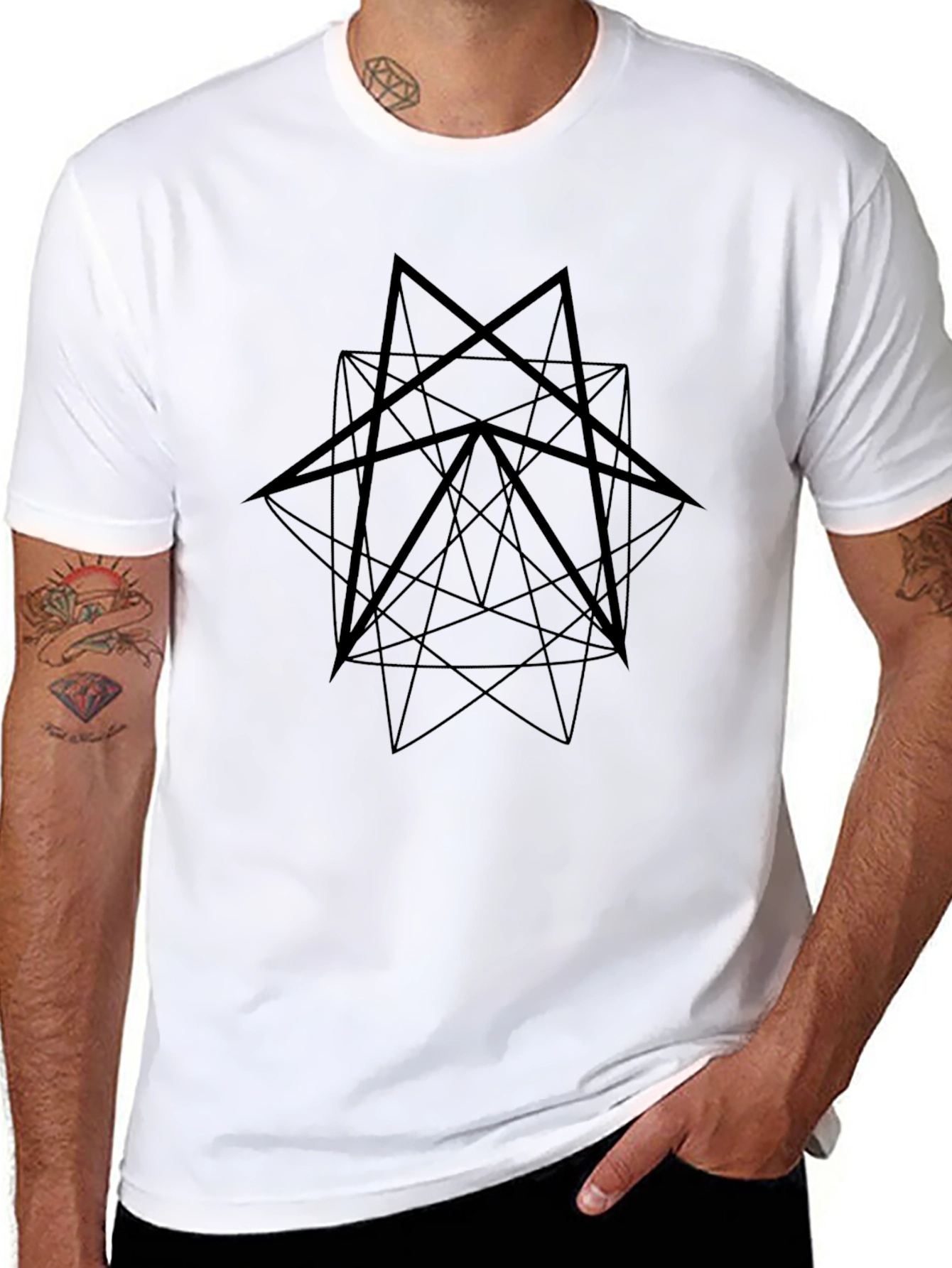 Geometric Design Black T-Shirt