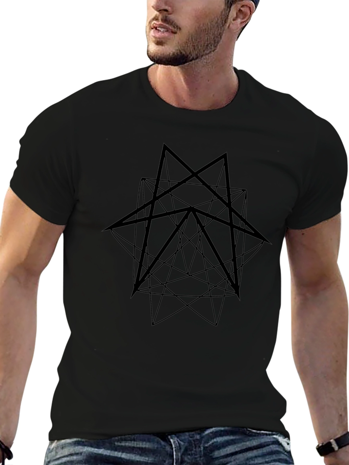 Geometric Design Black T-Shirt