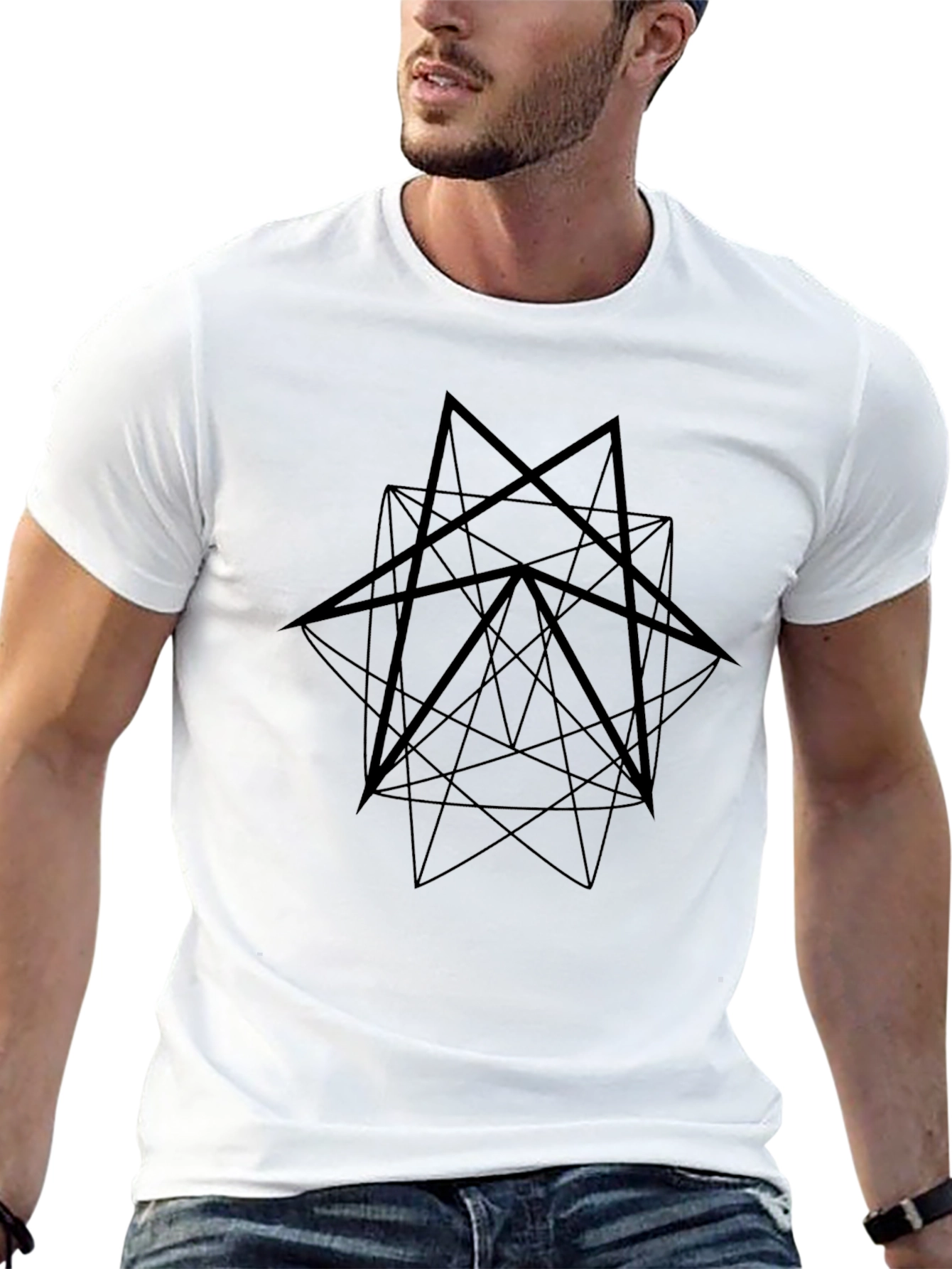 Geometric Design Black T-Shirt