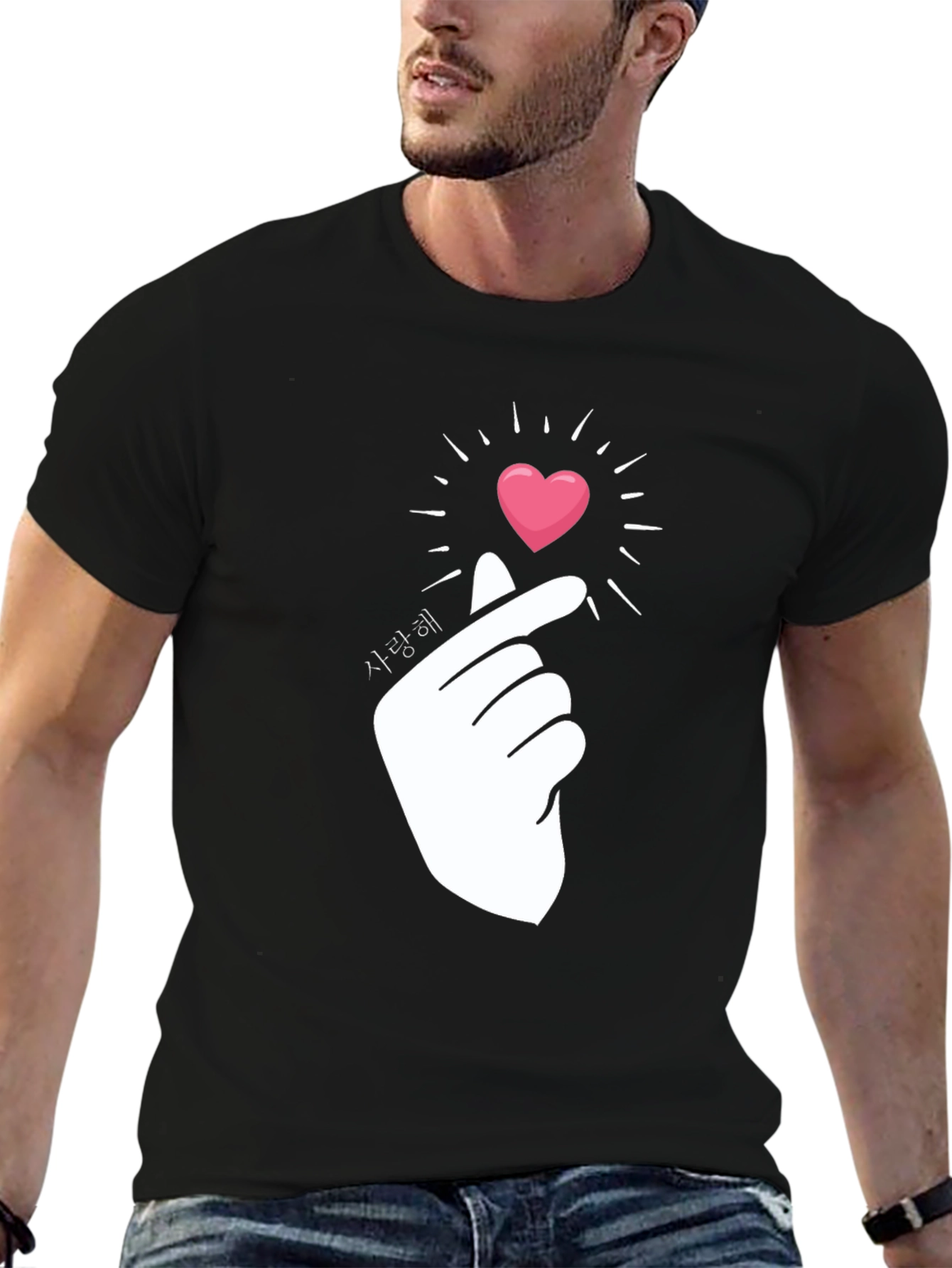 Korean Finger Heart T-Shirt - Saranghae Design