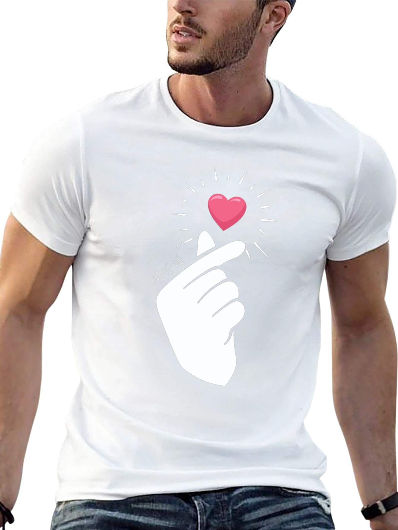 Korean Finger Heart T-Shirt - Saranghae Design