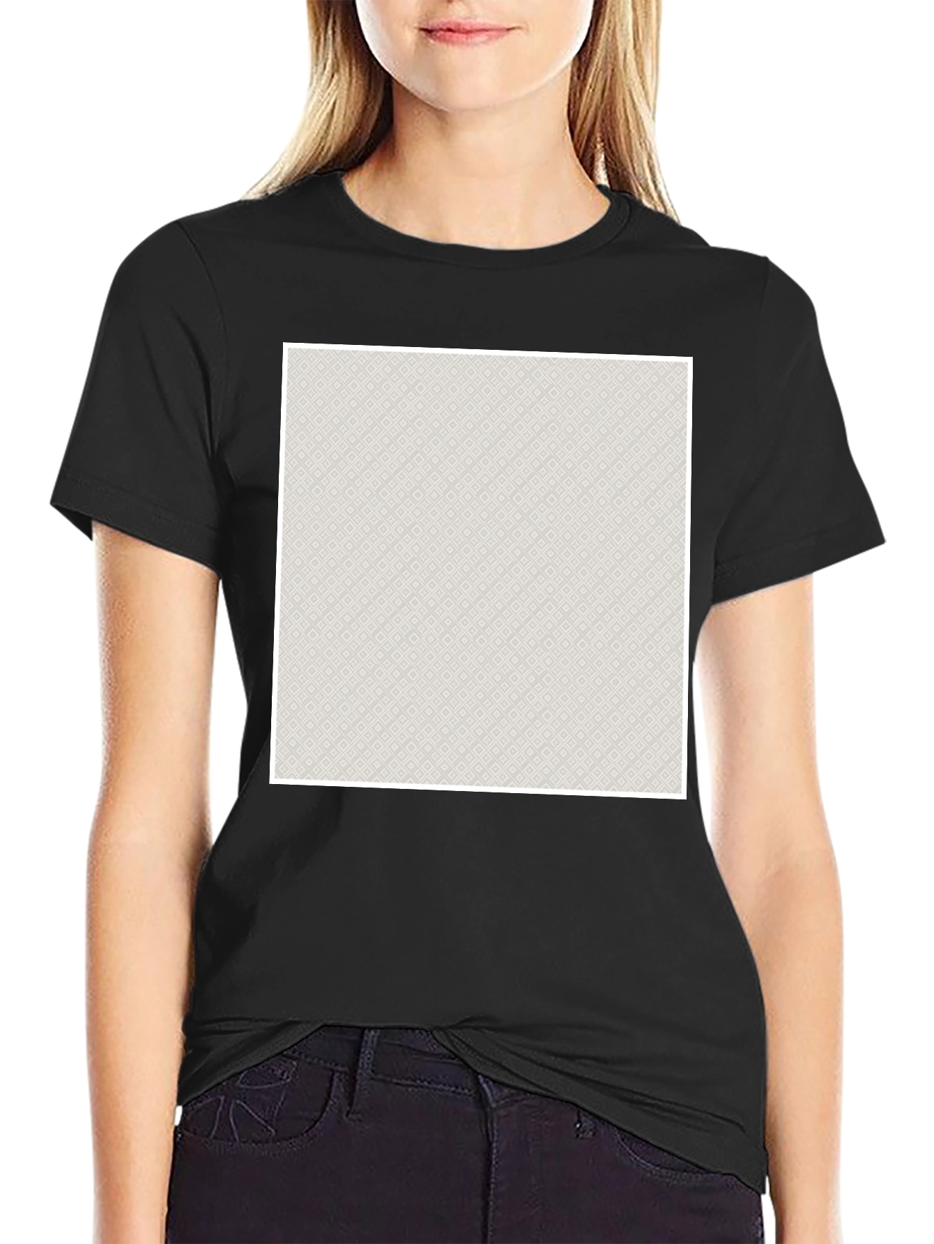 Modern Patterned Graphic Tee - Black