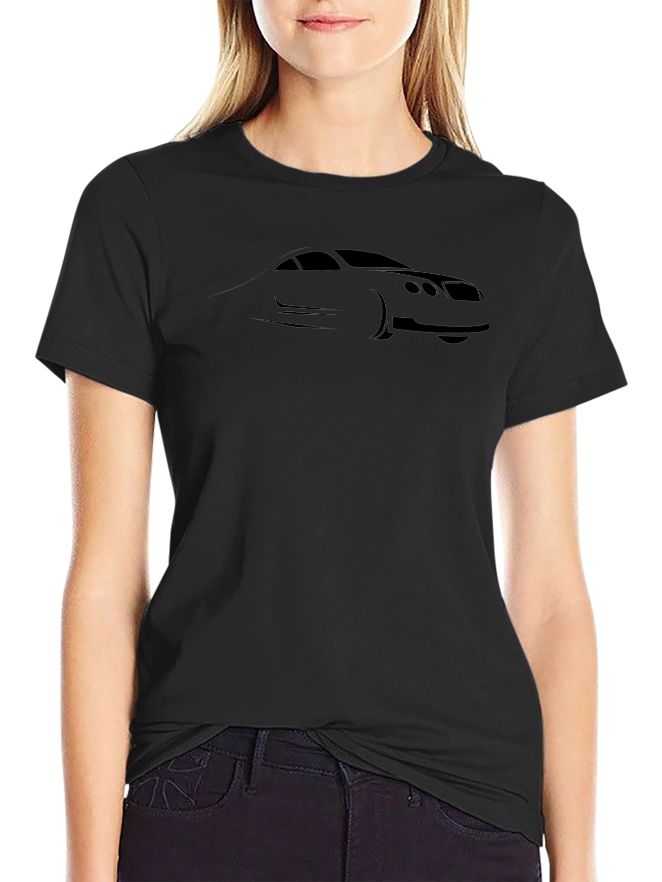 Black Car Outline Graphic T-Shirt