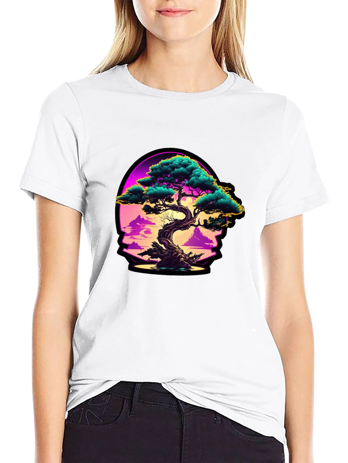 Bonsai Sunset Graphic Tee - Black