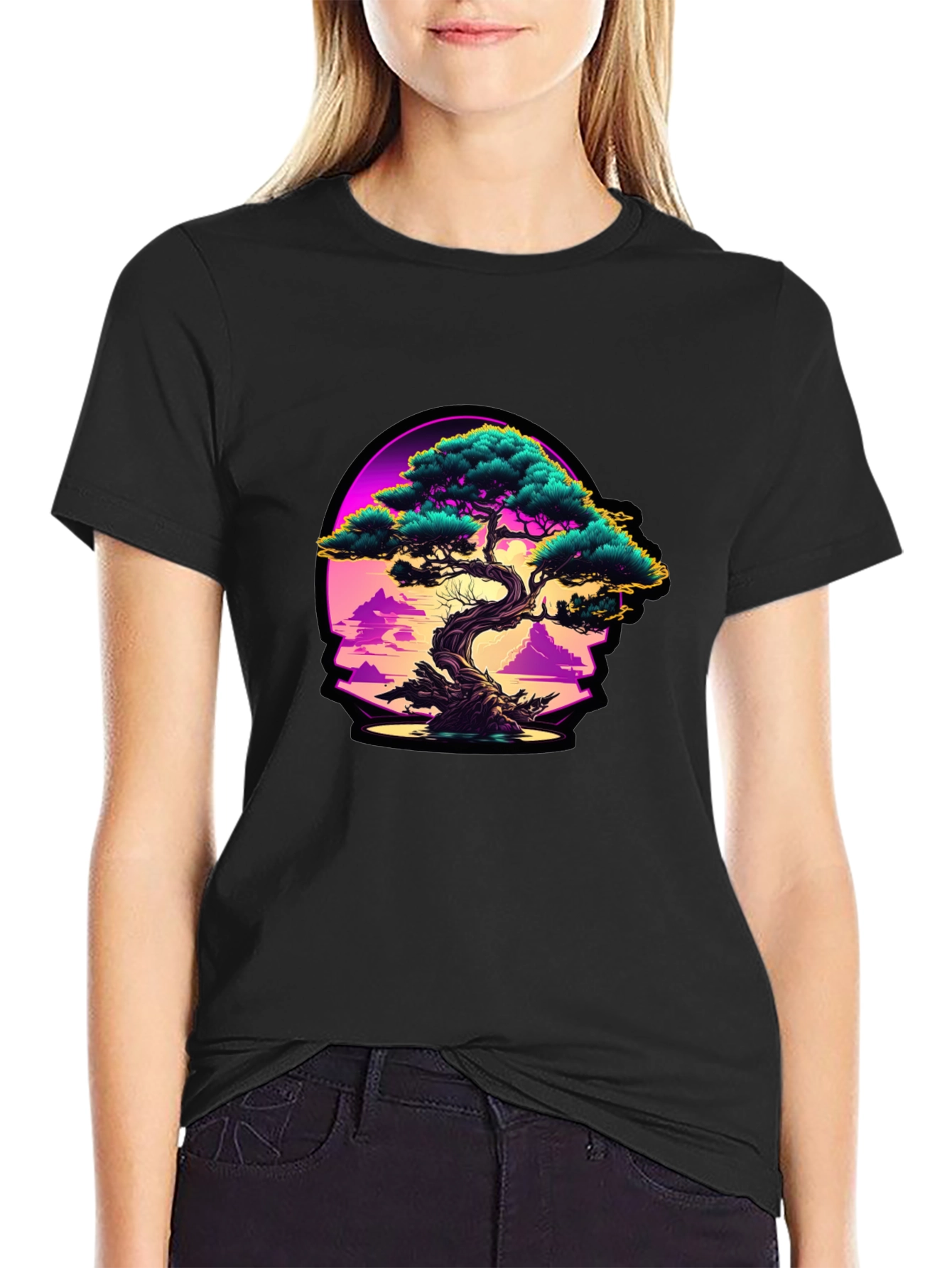 Bonsai Sunset Graphic Tee - Black