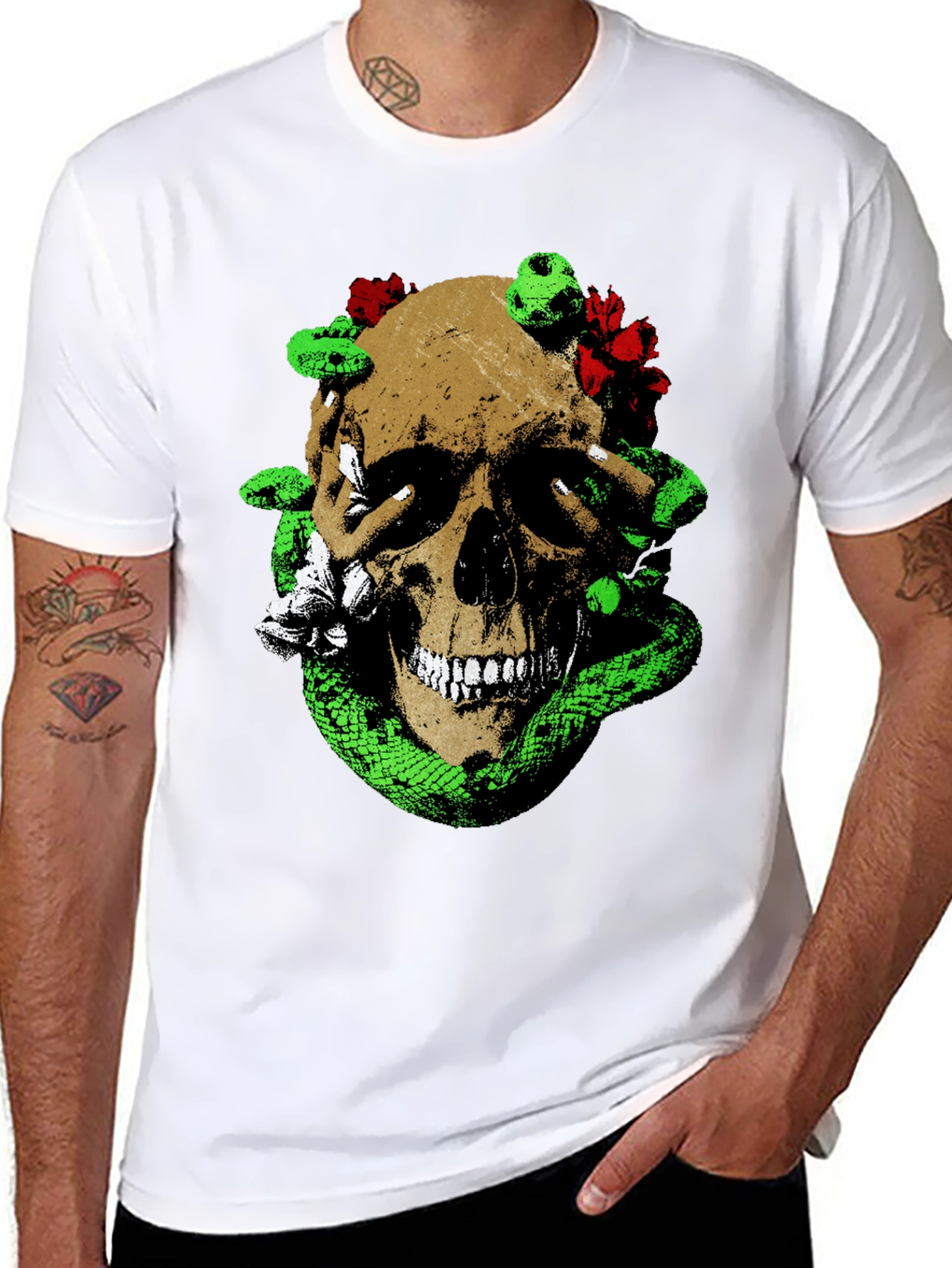 Skull & Snake Graphic Tee - Unique Mens Fashion
