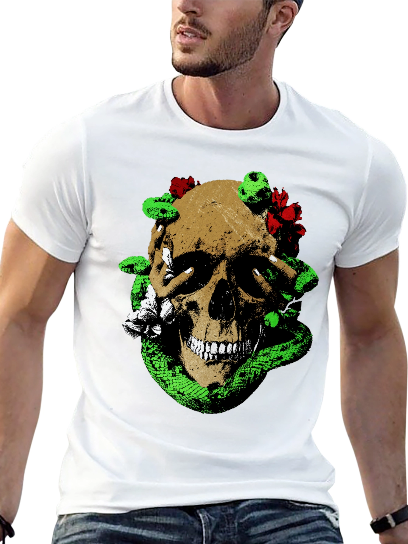Skull & Snake Graphic Tee - Unique Mens Fashion