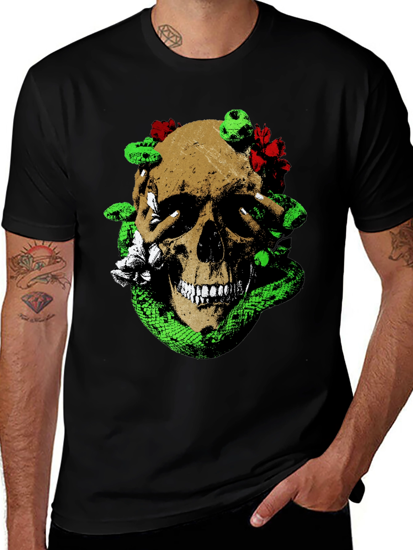 Skull & Snake Graphic Tee - Unique Mens Fashion
