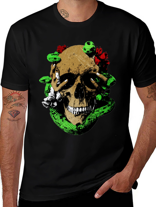 Skull & Snake Graphic Tee - Unique Mens Fashion