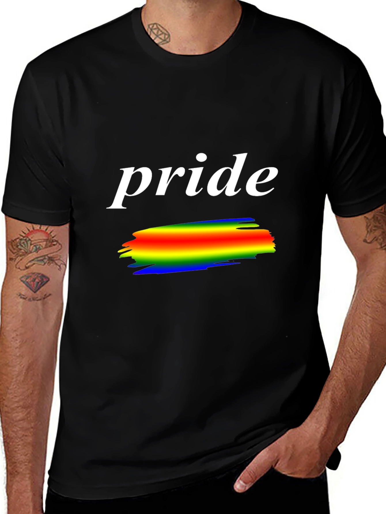 Pride T-Shirt Rainbow Graphic Black Tee
