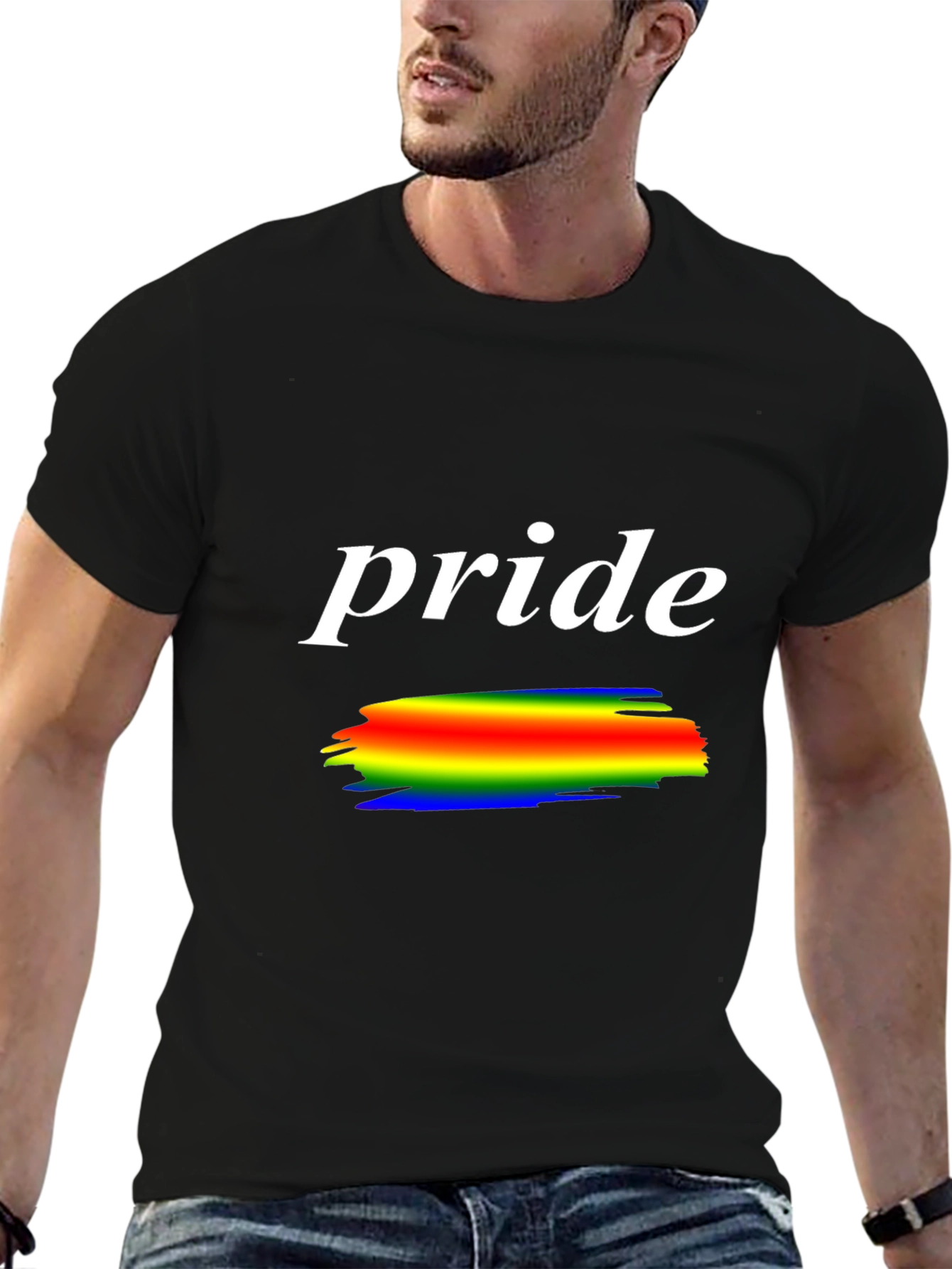 Pride T-Shirt Rainbow Graphic Black Tee
