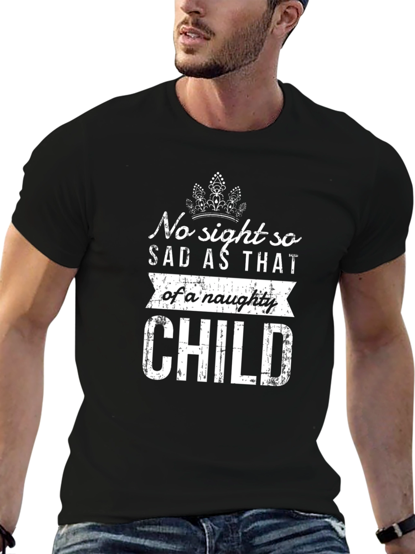 Naughty Child Graphic Tee - Black Cotton Blend