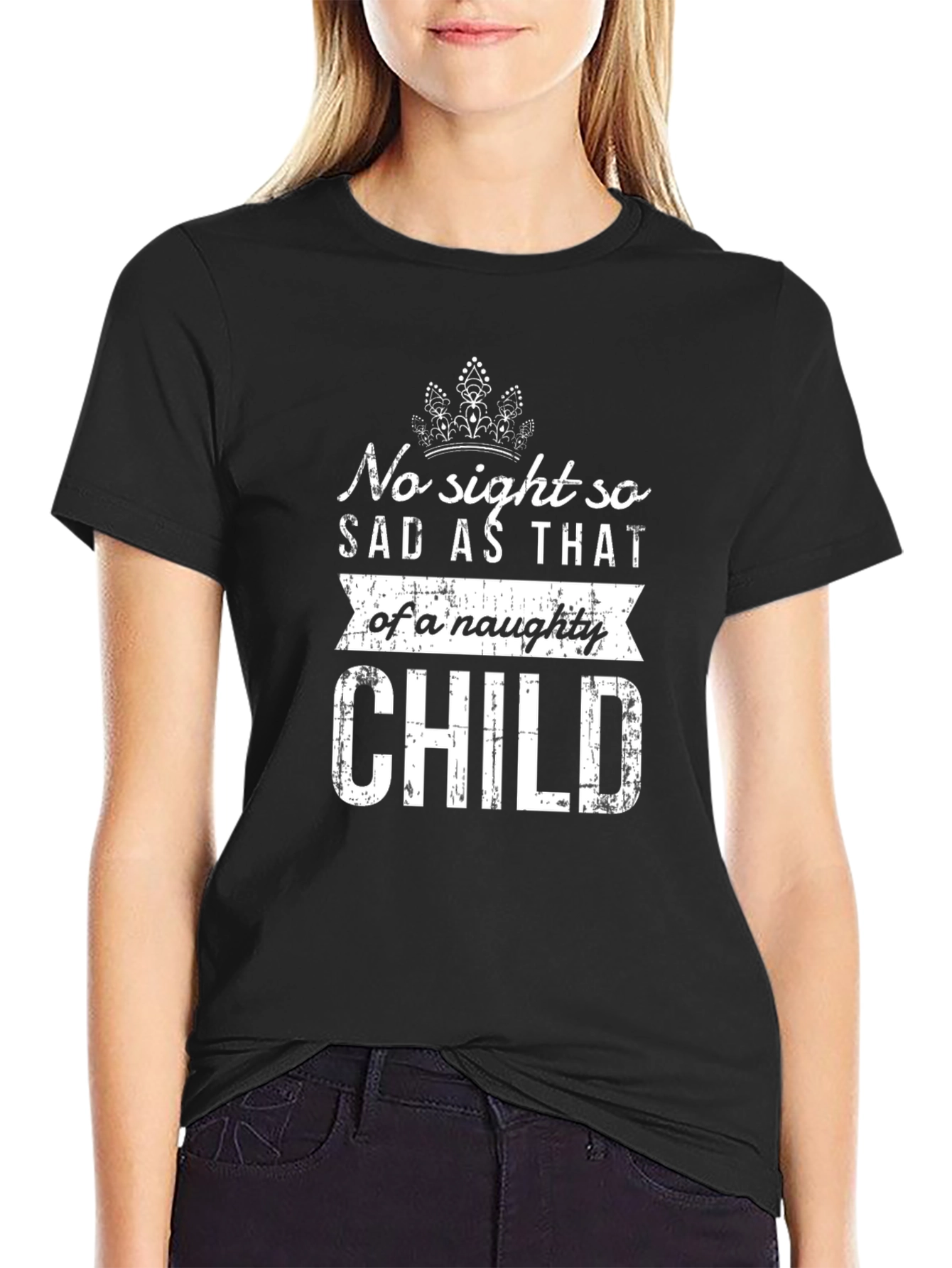 Naughty Child Graphic Tee - Black Cotton Blend