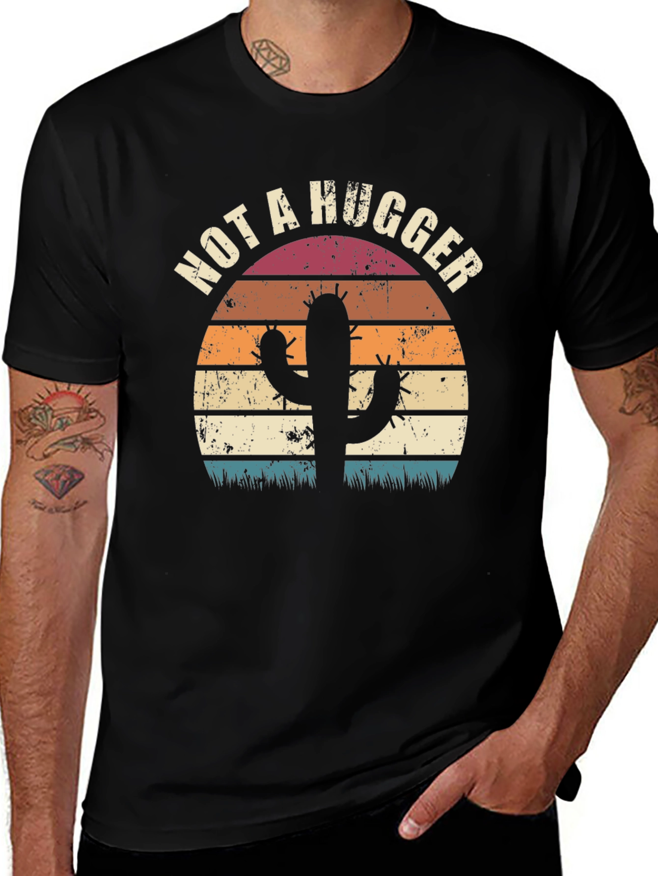 Not A Hugger Cactus Graphic T-Shirt