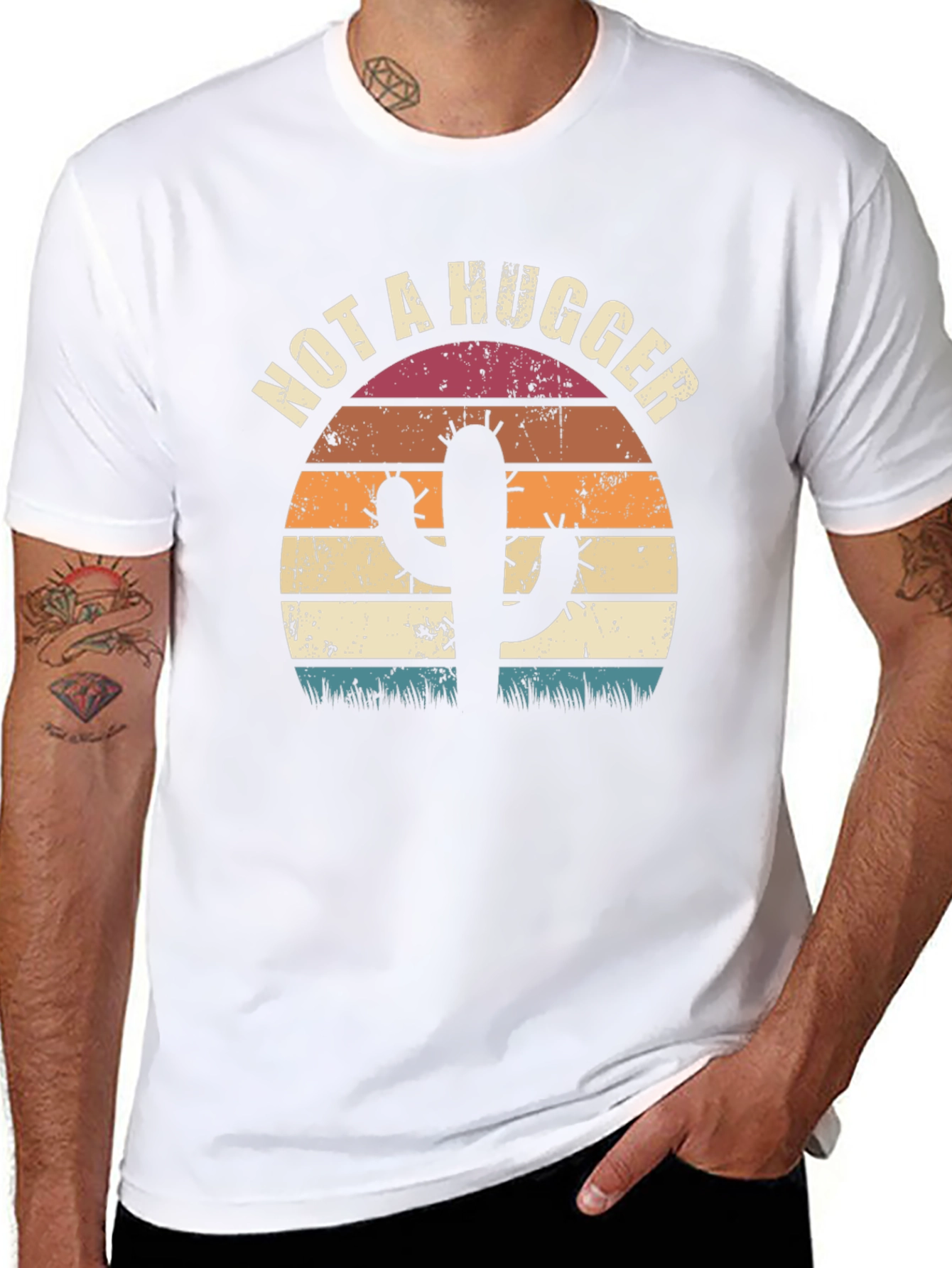 Not A Hugger Cactus Graphic T-Shirt