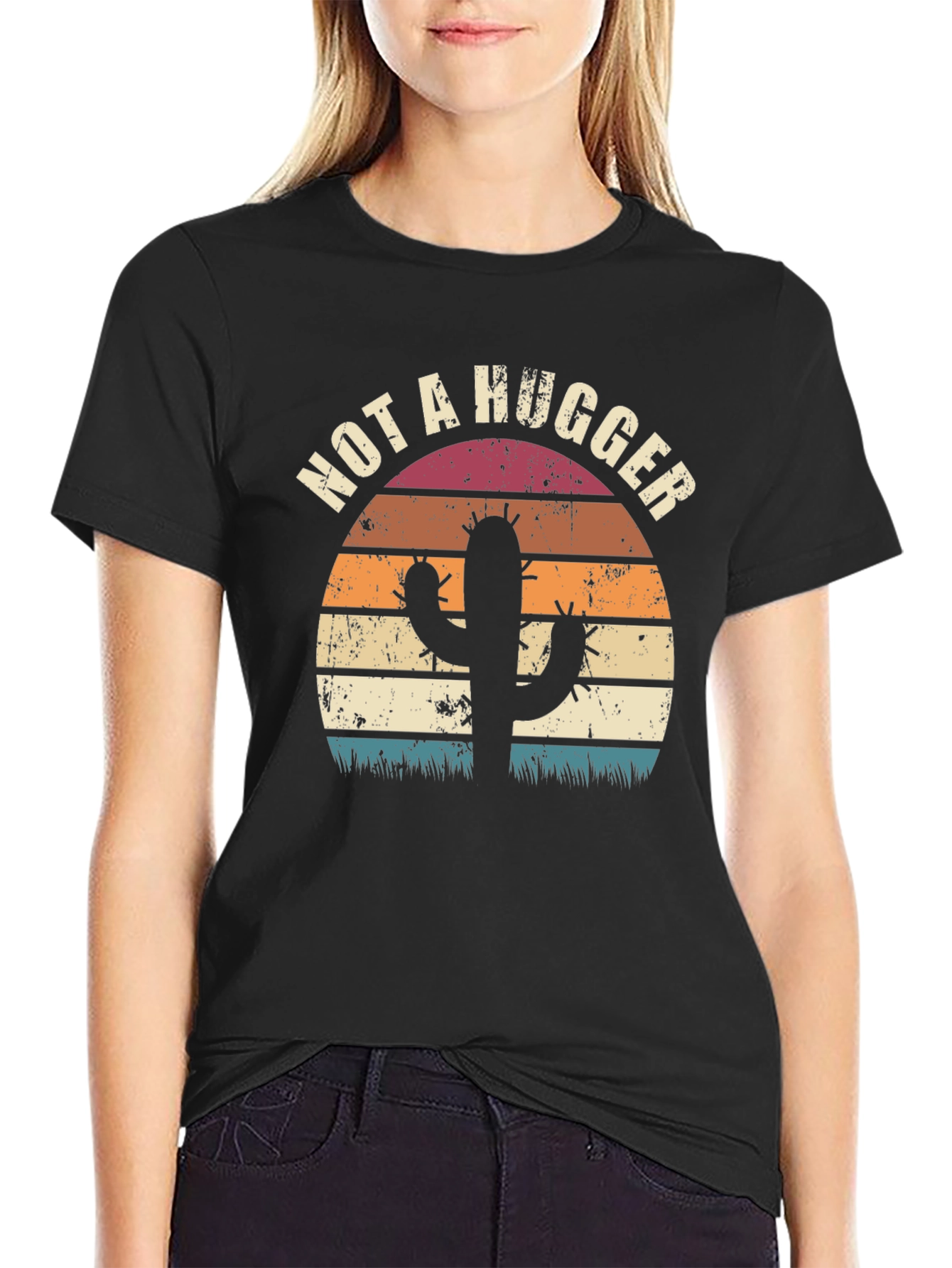 Not A Hugger Cactus Graphic T-Shirt